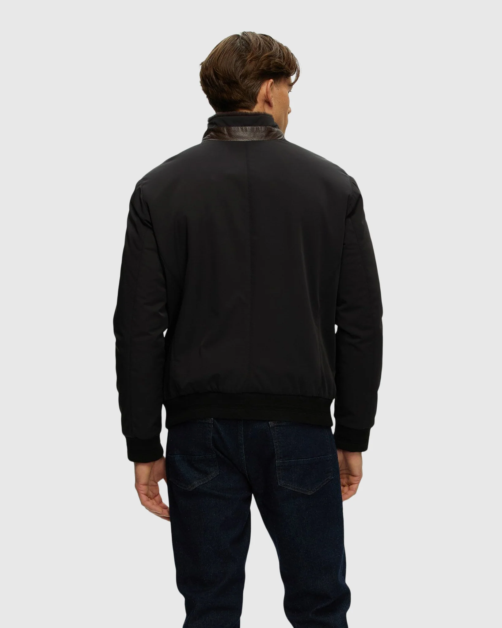 MENS FABRIC JACKET WITH SHEARLING LAMB - Image 5