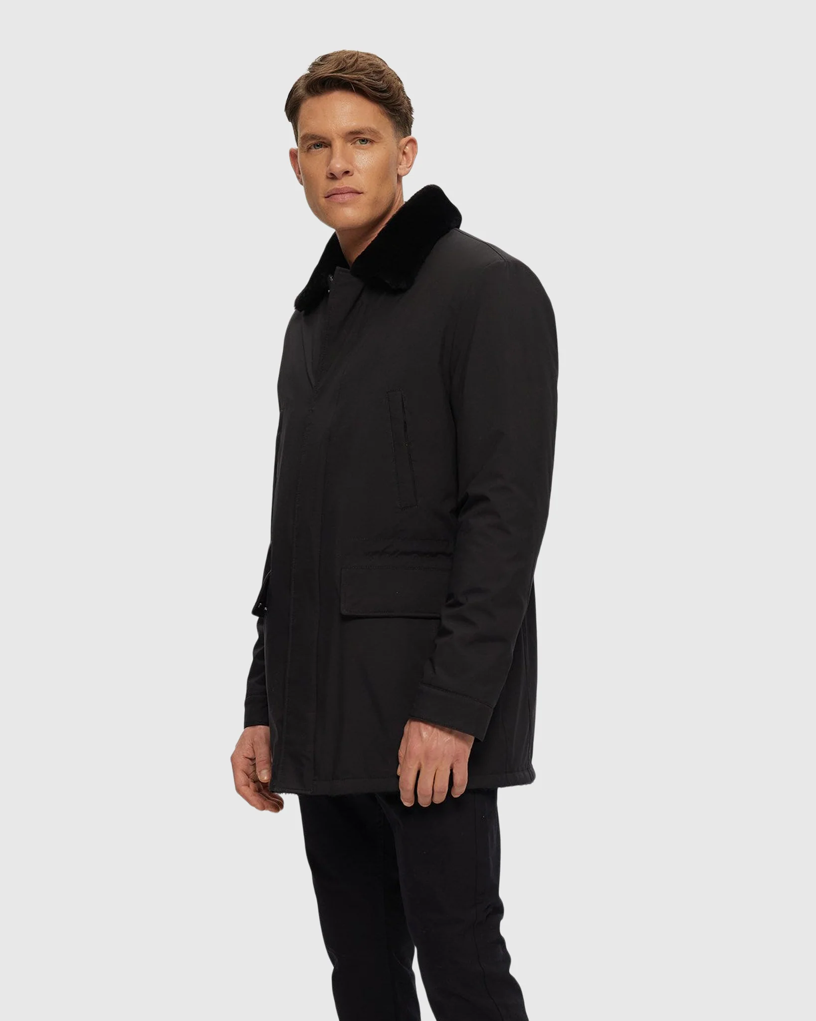 Men's Fabric Jacket With Select Shearling Lamb Lining - Image 3