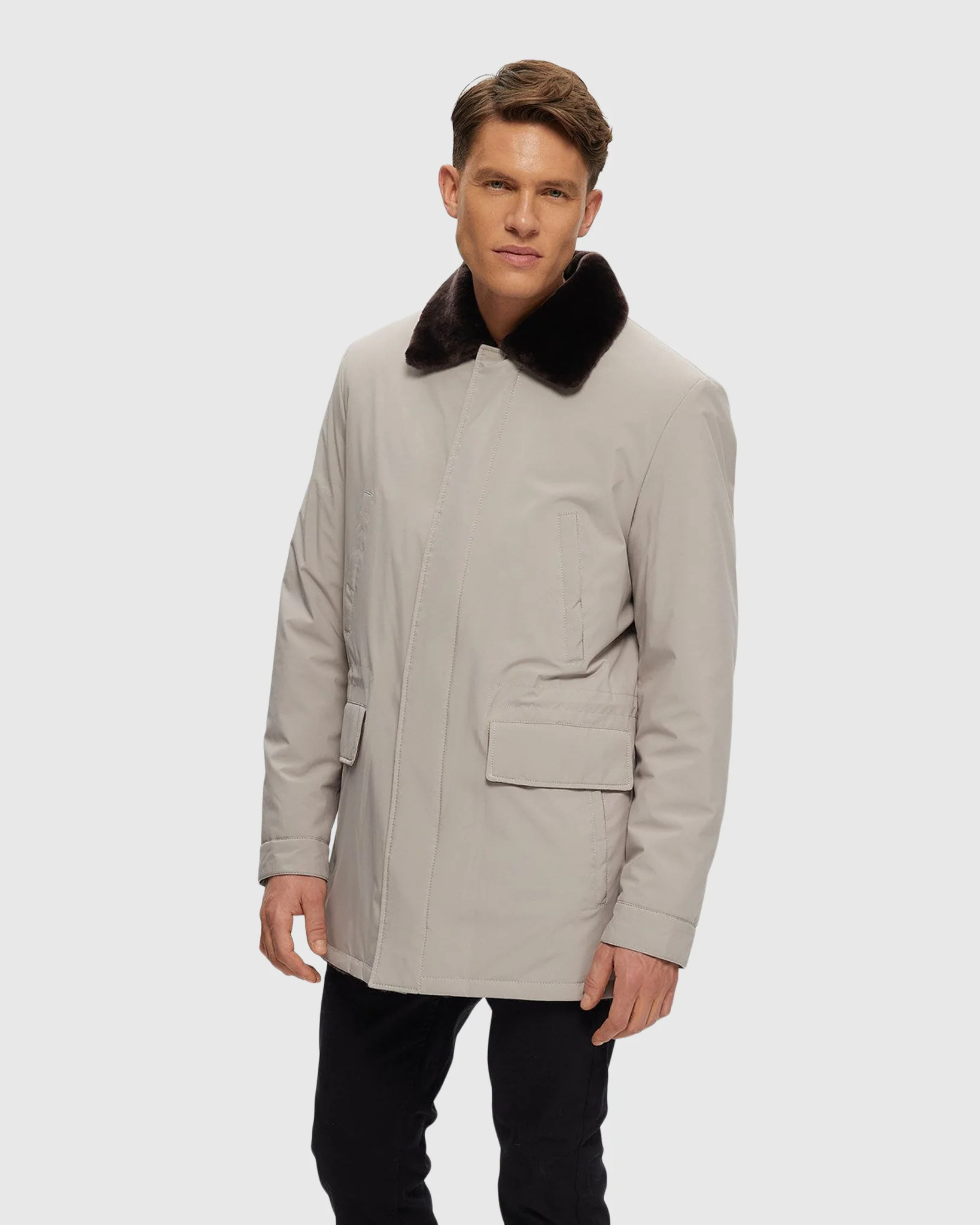 Men's Fabric Jacket With Select Shearling Lamb Lining - Image 5