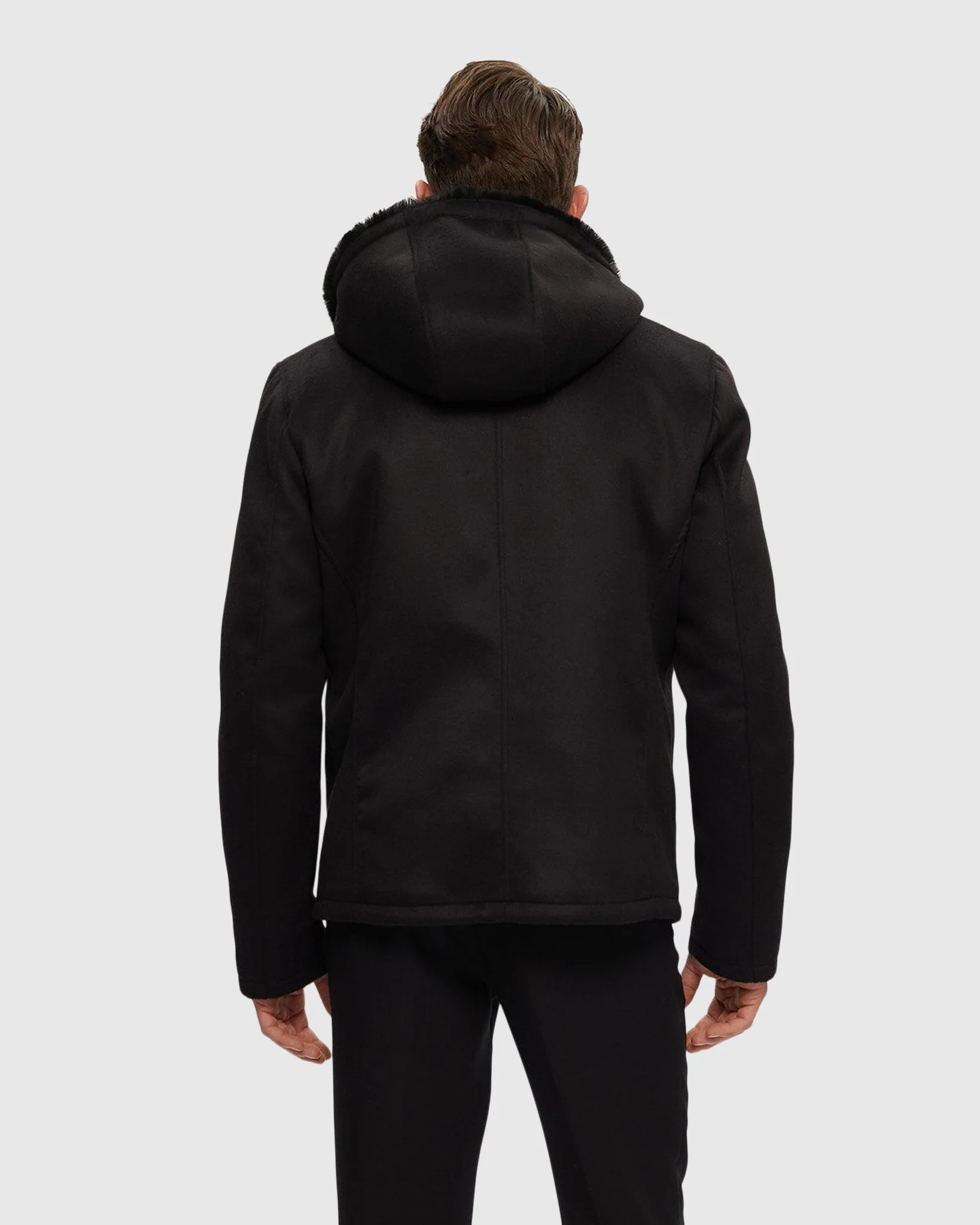MENS FABRIC PARKA WITH SHEARLING LAMB LINING - Image 3