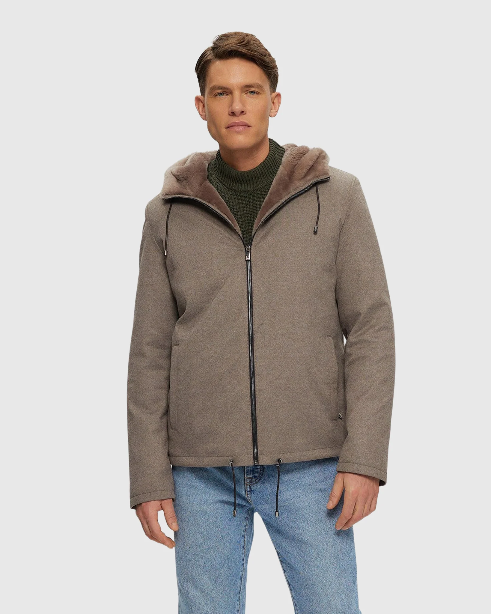 MENS FABRIC PARKA WITH SHEARLING LAMB LINING - Image 5