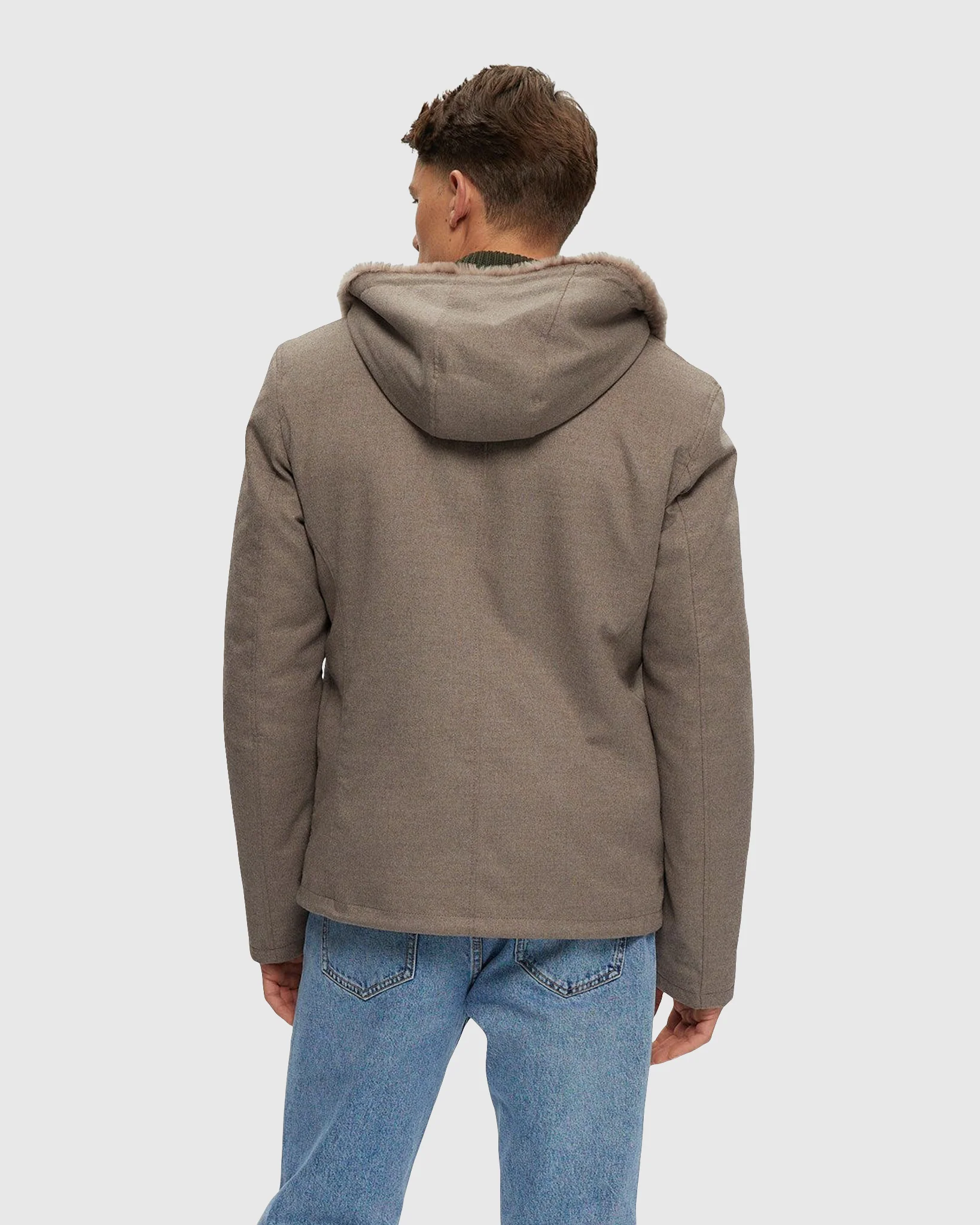 MENS FABRIC PARKA WITH SHEARLING LAMB LINING - Image 7