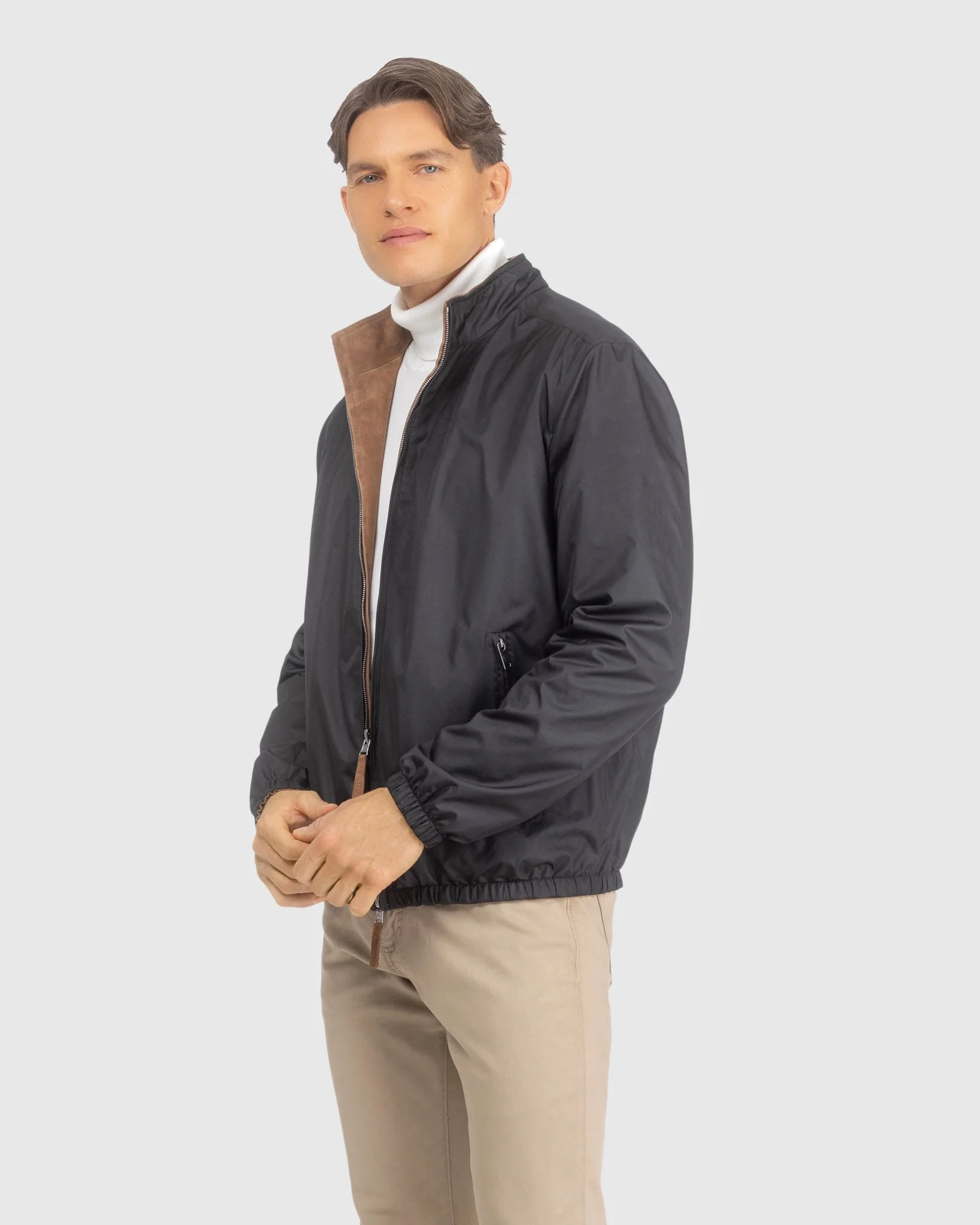 Mens Goat Suede Jacket Reversible To Polyester - Image 10