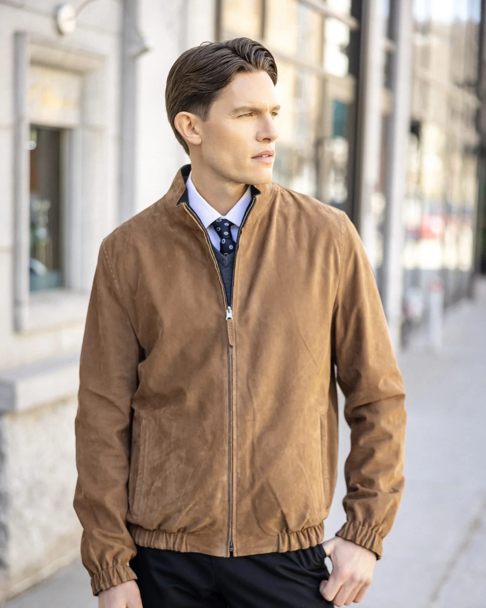 Mens Goat Suede Jacket Reversible To Polyester - Image 13