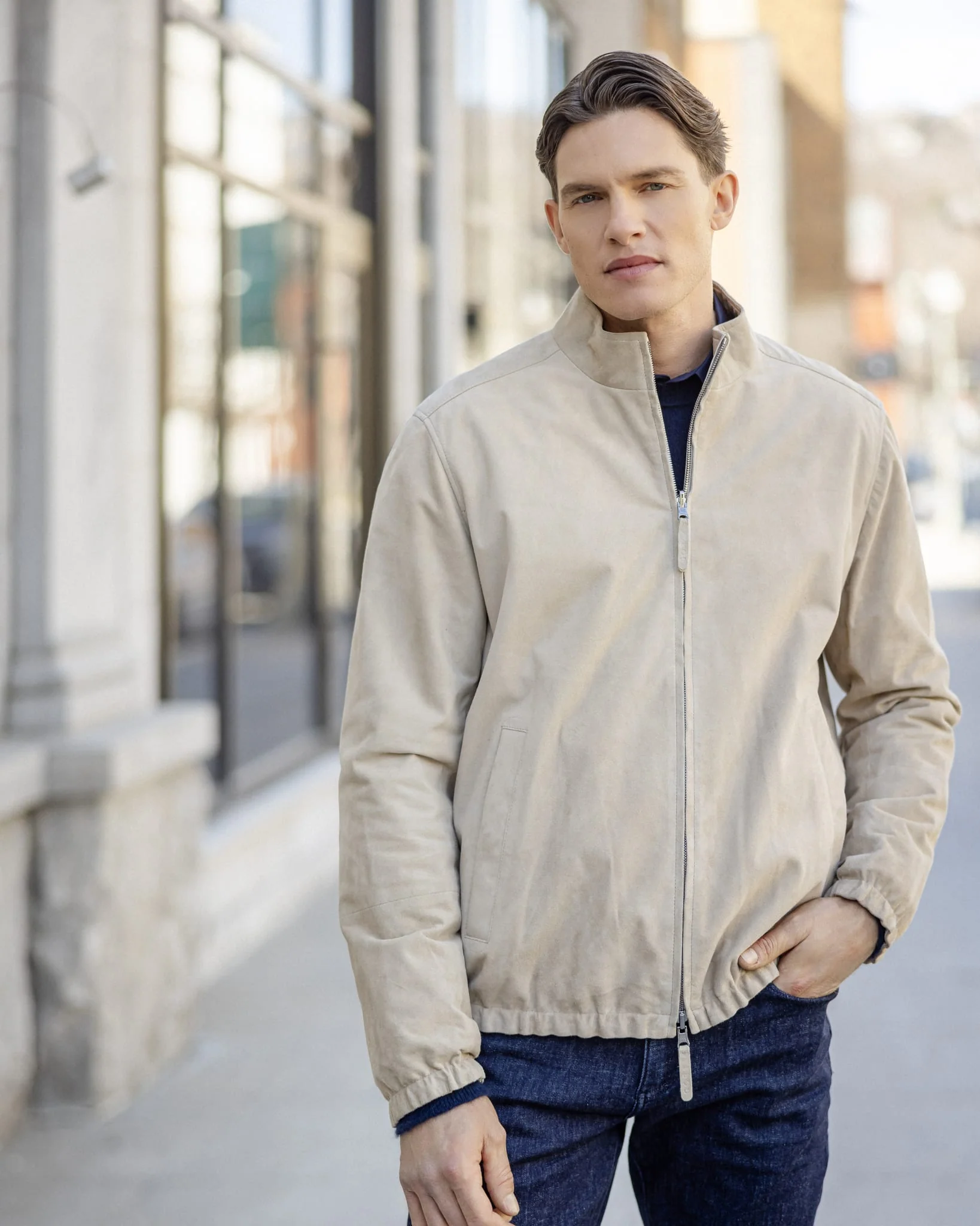 Mens Goat Suede Jacket Reversible To Polyester - Image 14