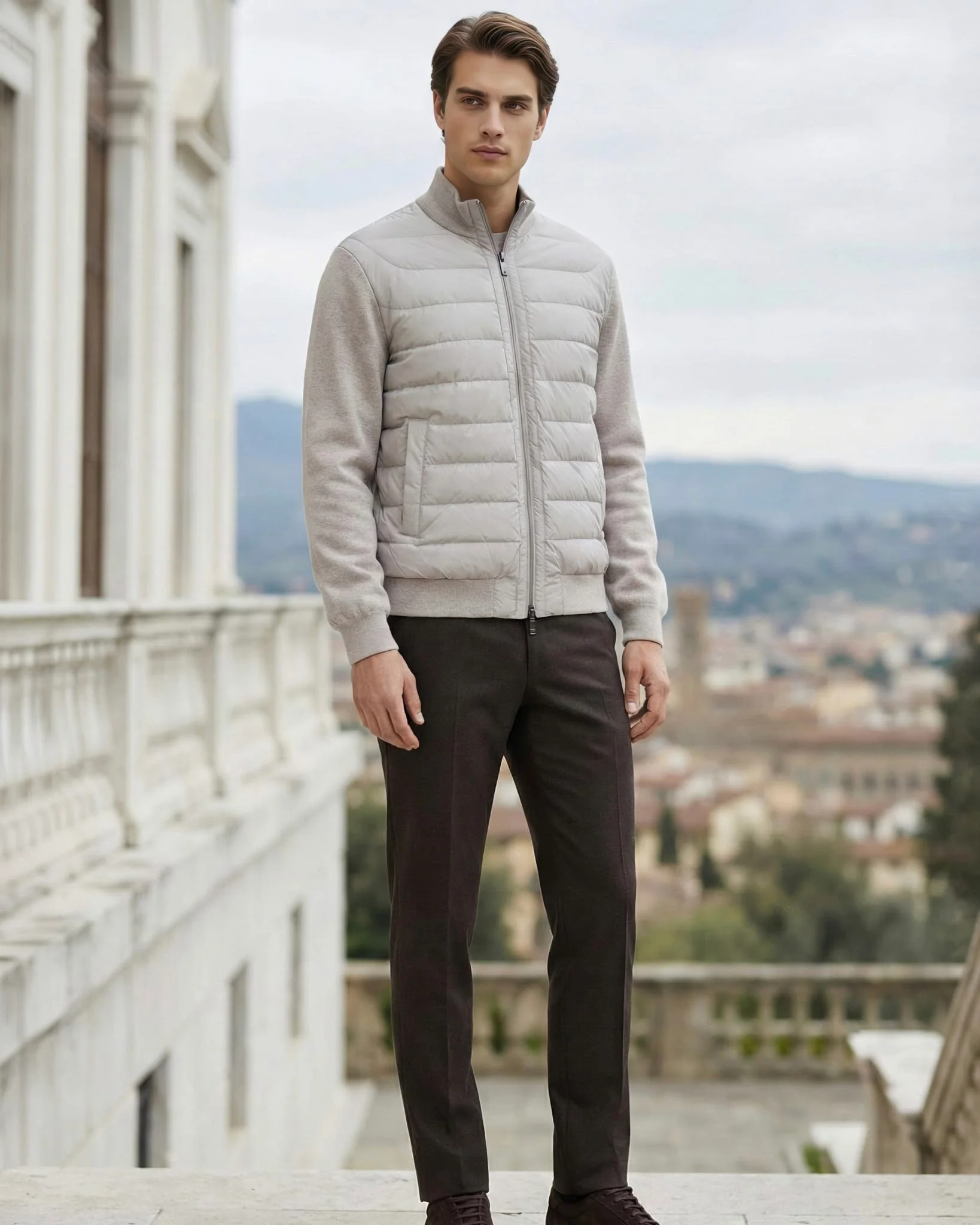 MEN'S KNIT BOMBER JACKET WITH QUILTED DOWN - Image 13