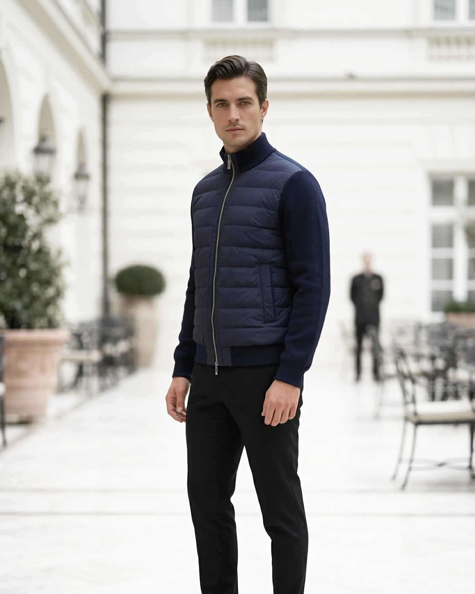 MEN'S KNIT BOMBER JACKET WITH QUILTED DOWN - Image 14