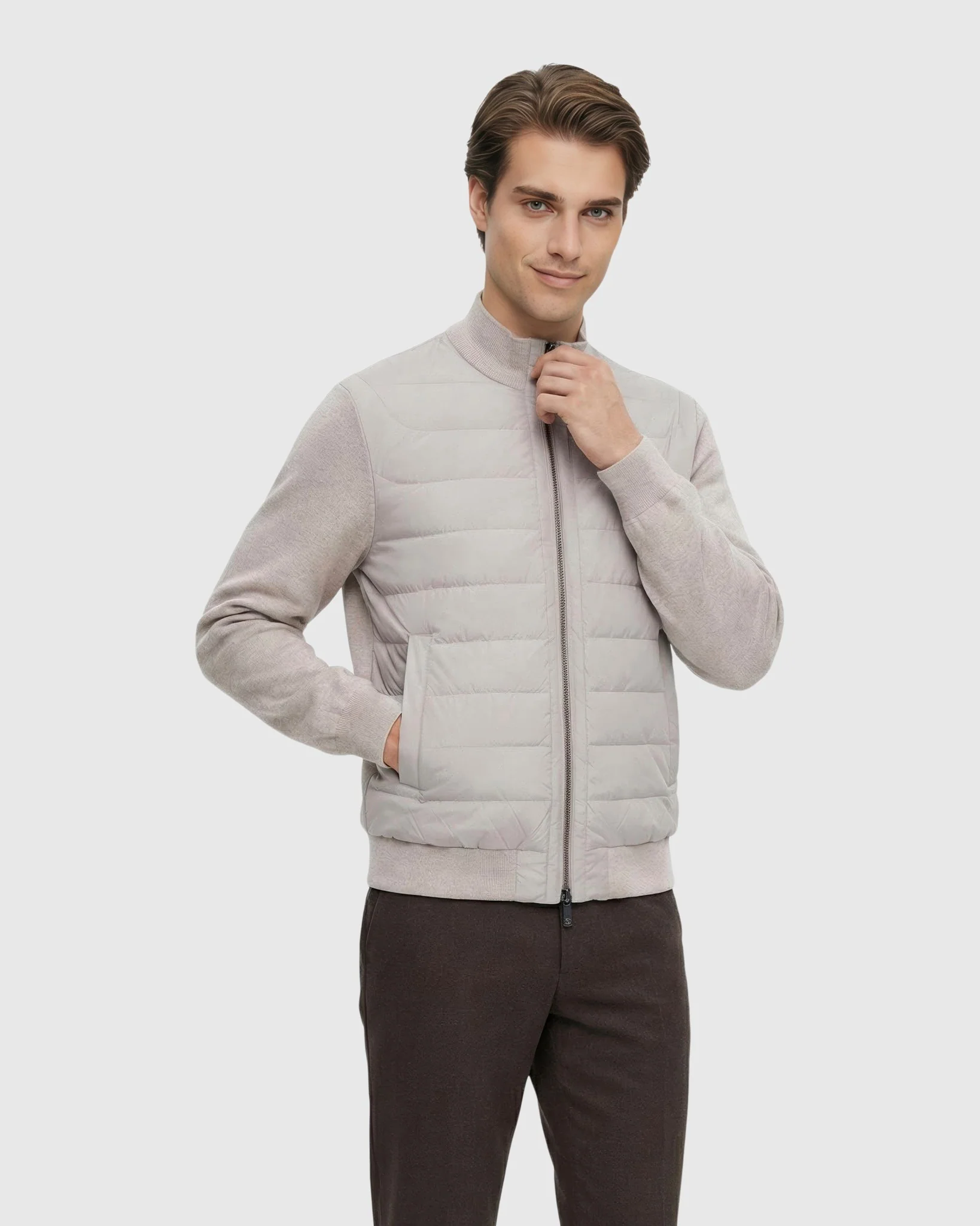 MEN'S KNIT BOMBER JACKET WITH QUILTED DOWN - Image 5