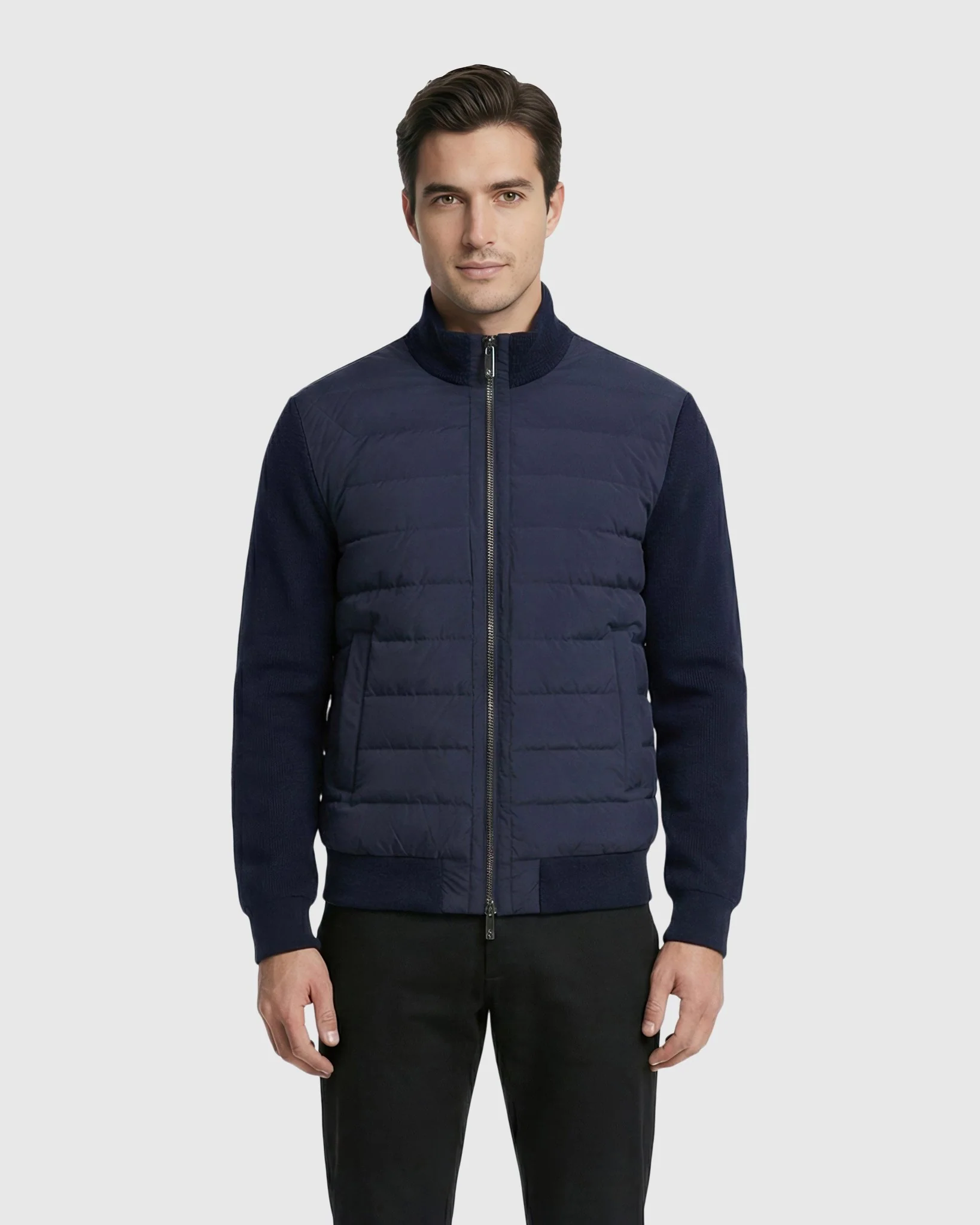 MEN'S KNIT BOMBER JACKET WITH QUILTED DOWN - Image 8
