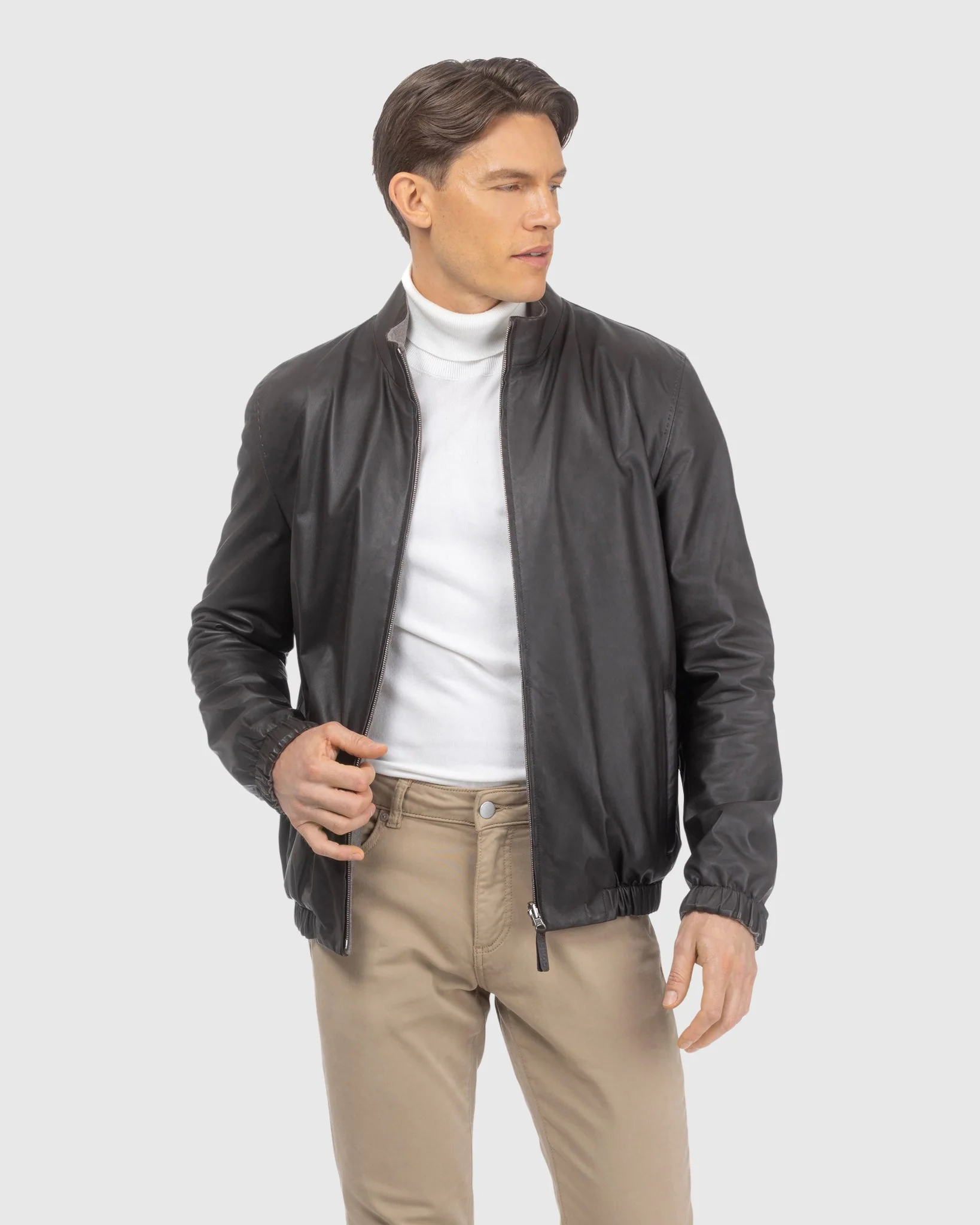 Men's Light Nappa Leather Jacket Reversible To Loro Piana Cashmere And Wool - Image 10