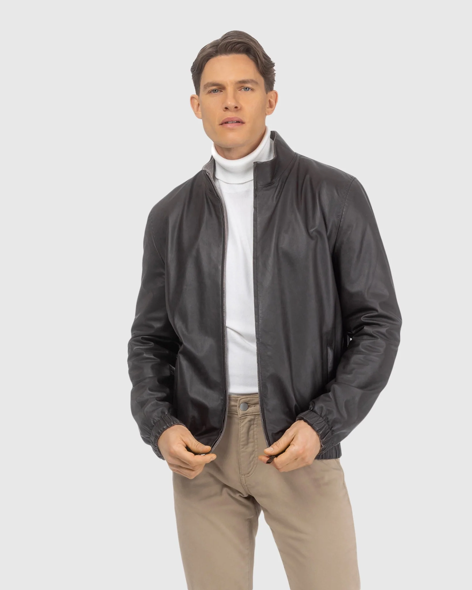 Men's Light Nappa Leather Jacket Reversible To Loro Piana Cashmere And Wool - Image 11