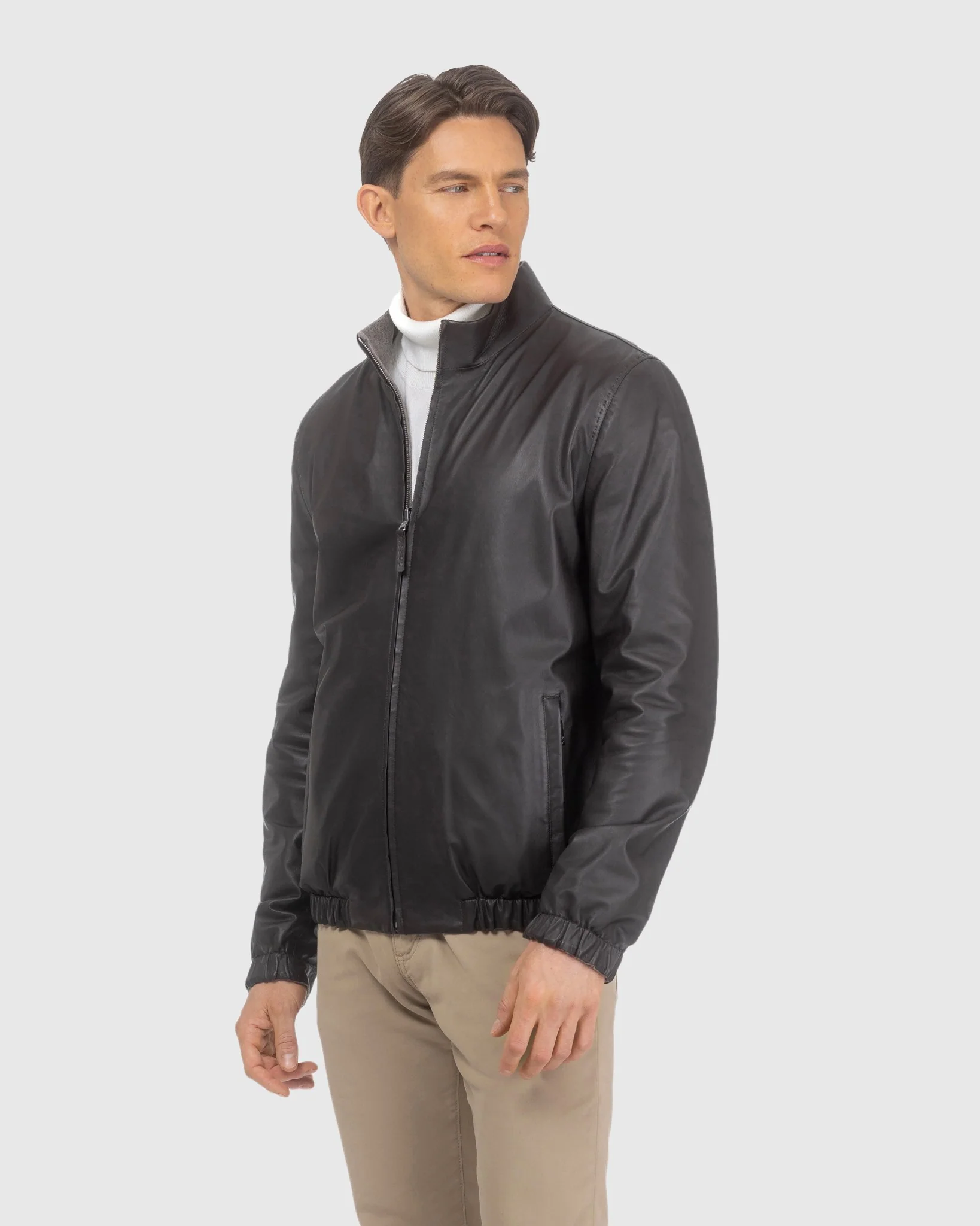 Men's Light Nappa Leather Jacket Reversible To Loro Piana Cashmere And Wool - Image 14