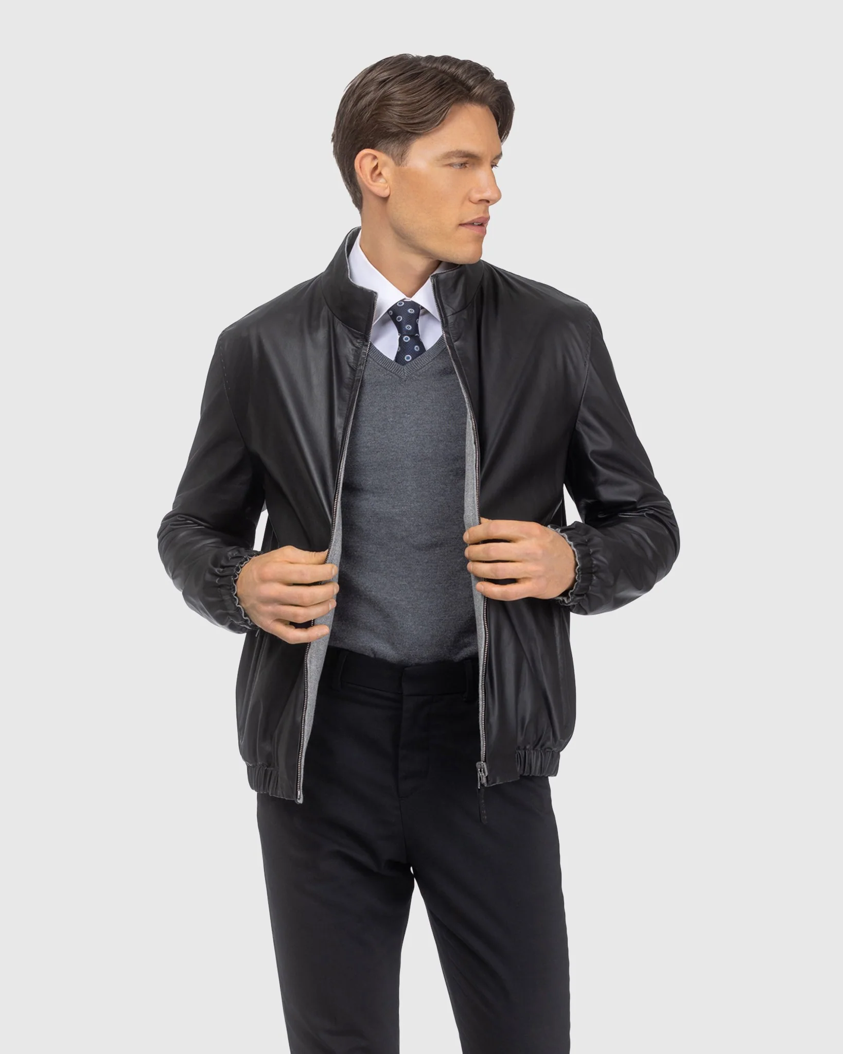 Men's Light Nappa Leather Jacket Reversible To Loro Piana Cashmere And Wool - Image 5