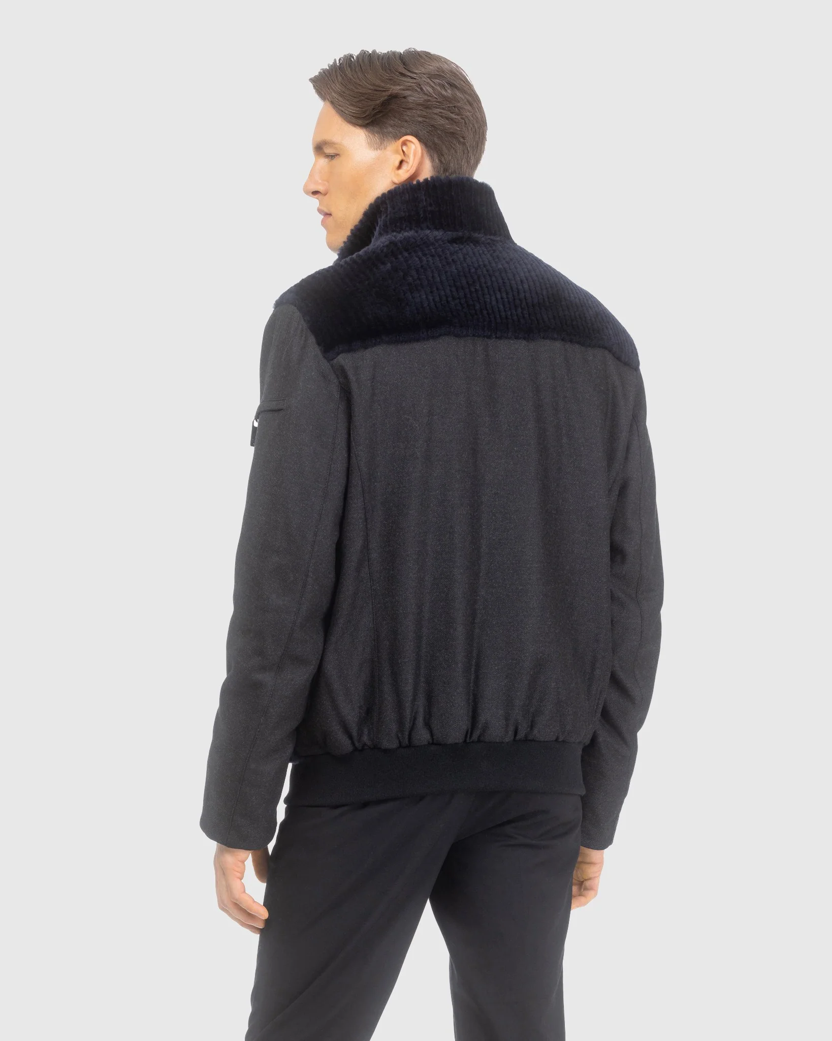 Men's Jacket Crafted From Loro Piana Cashmere And Wool With Grooved Shearling Lamb Front - Image 4