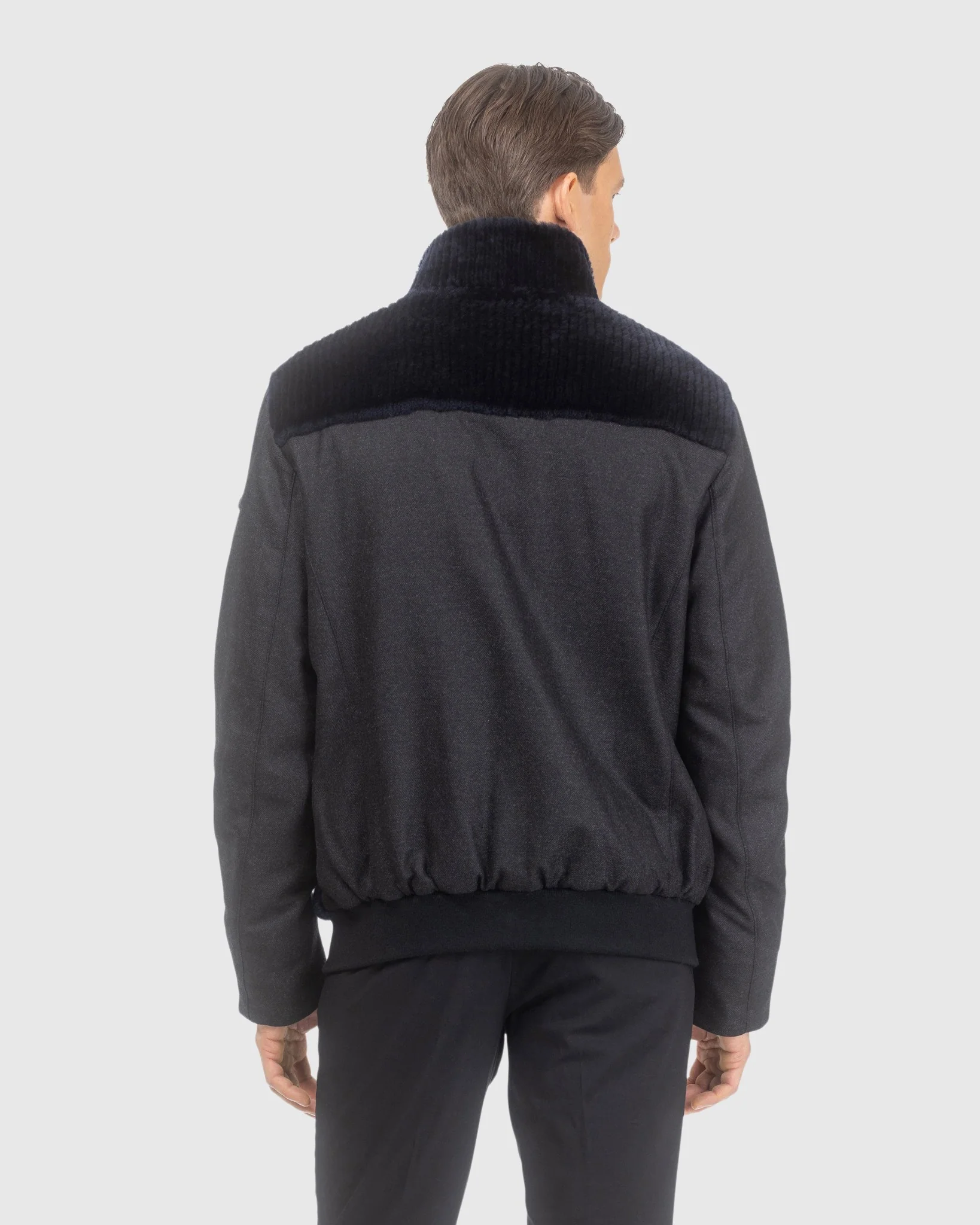 Men's Jacket Crafted From Loro Piana Cashmere And Wool With Grooved Shearling Lamb Front - Image 5