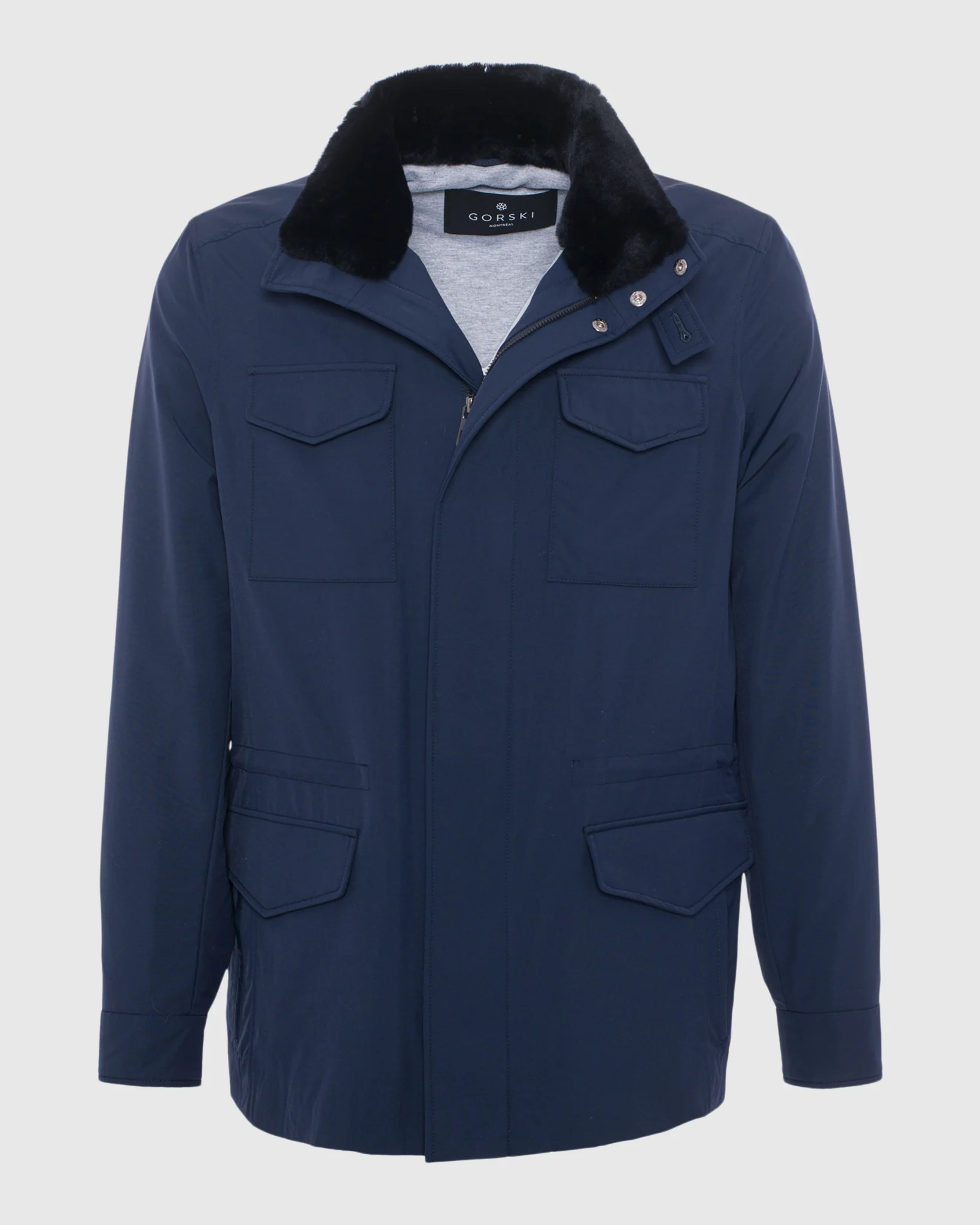 MENS LORO PIANA STORM SYSTEM LINED JACKET W/ DET. SHEARLING LAMB COLLAR, CONCEALED HOOD - Image 9
