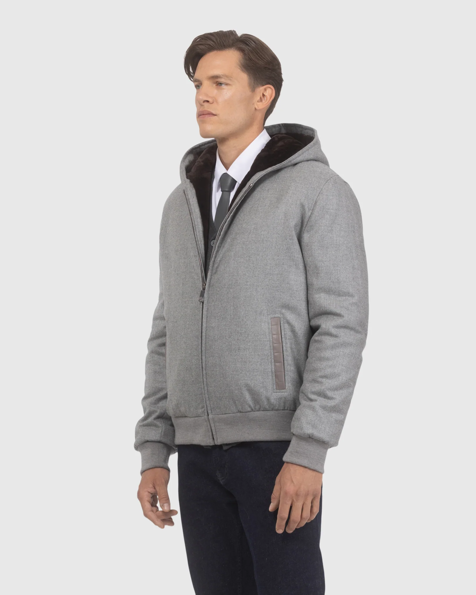MENS LORO PIANA WOOL AND CASHMERE JACKET WITH SELECT SHEARLING LAMB LINING - Image 10