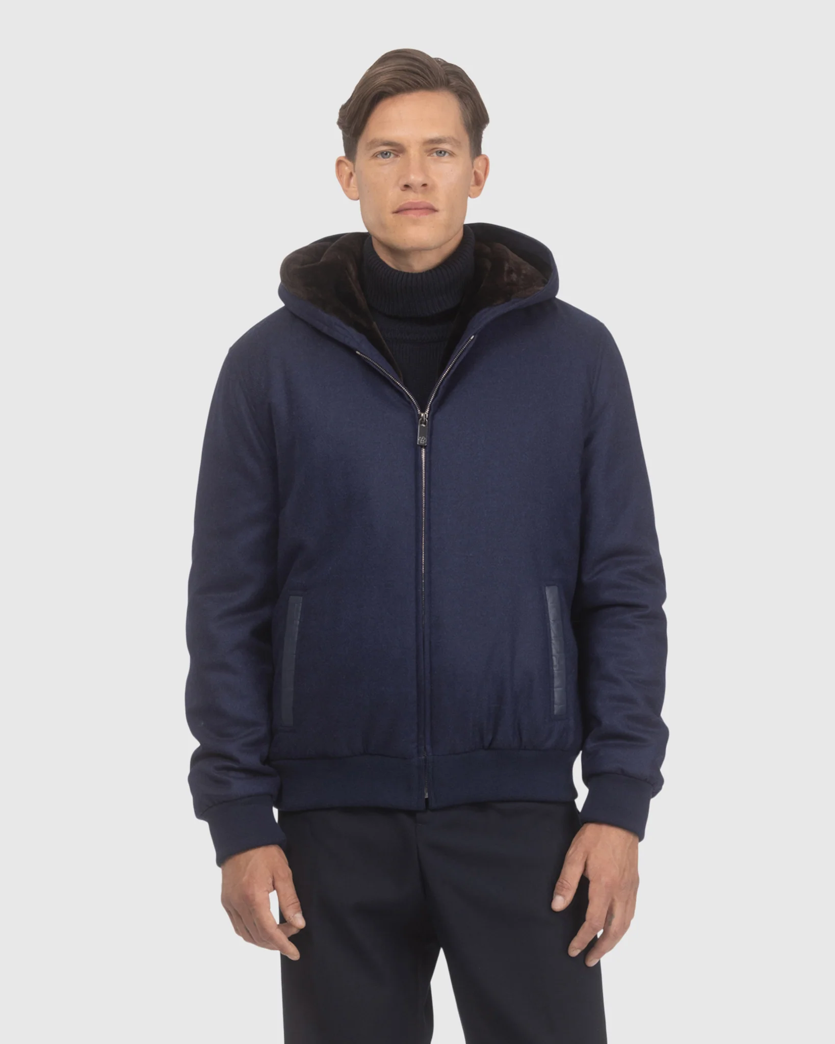 MENS LORO PIANA WOOL AND CASHMERE JACKET WITH SELECT SHEARLING LAMB LINING - Image 5