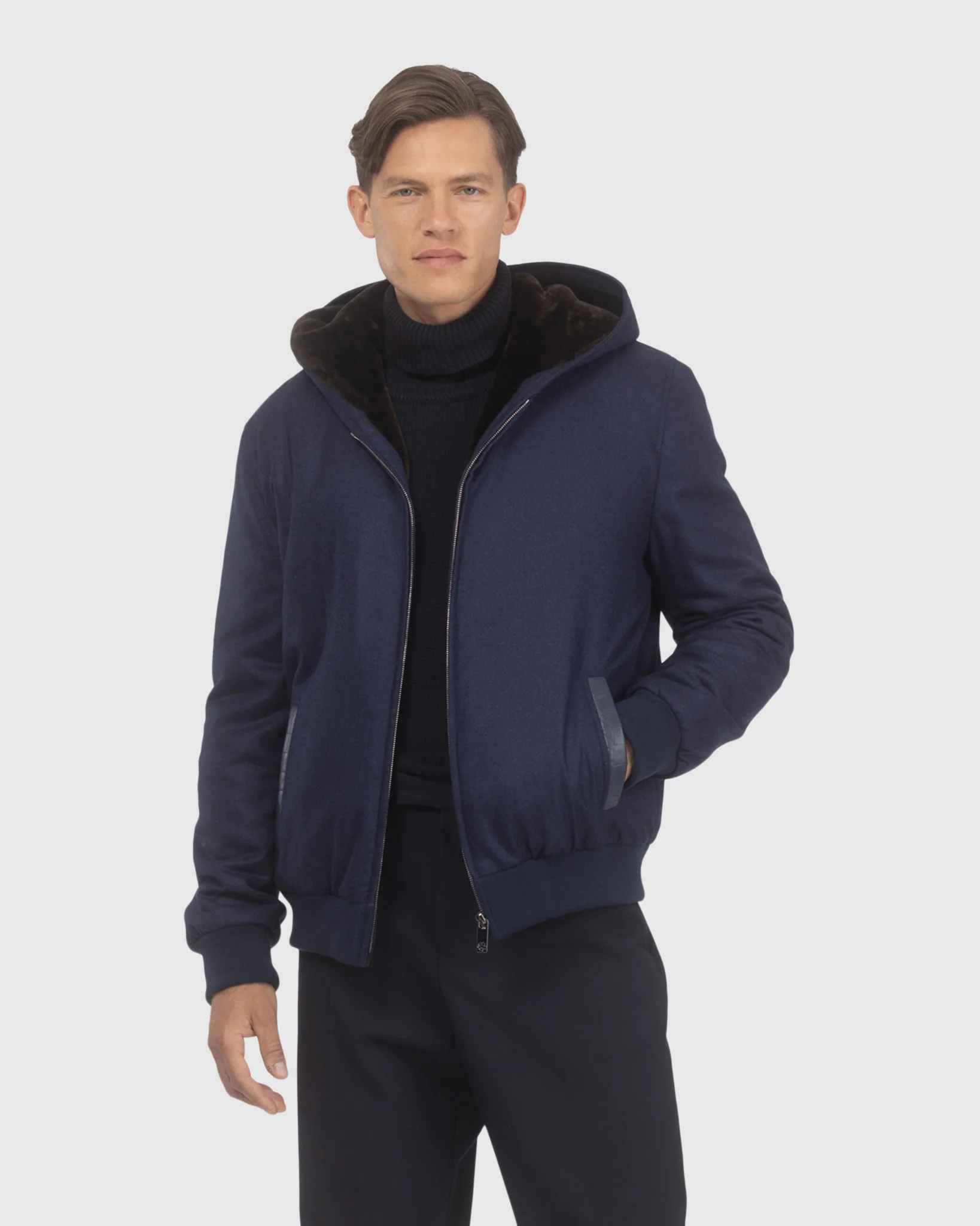 MENS LORO PIANA WOOL AND CASHMERE JACKET WITH SELECT SHEARLING LAMB LINING - Image 6
