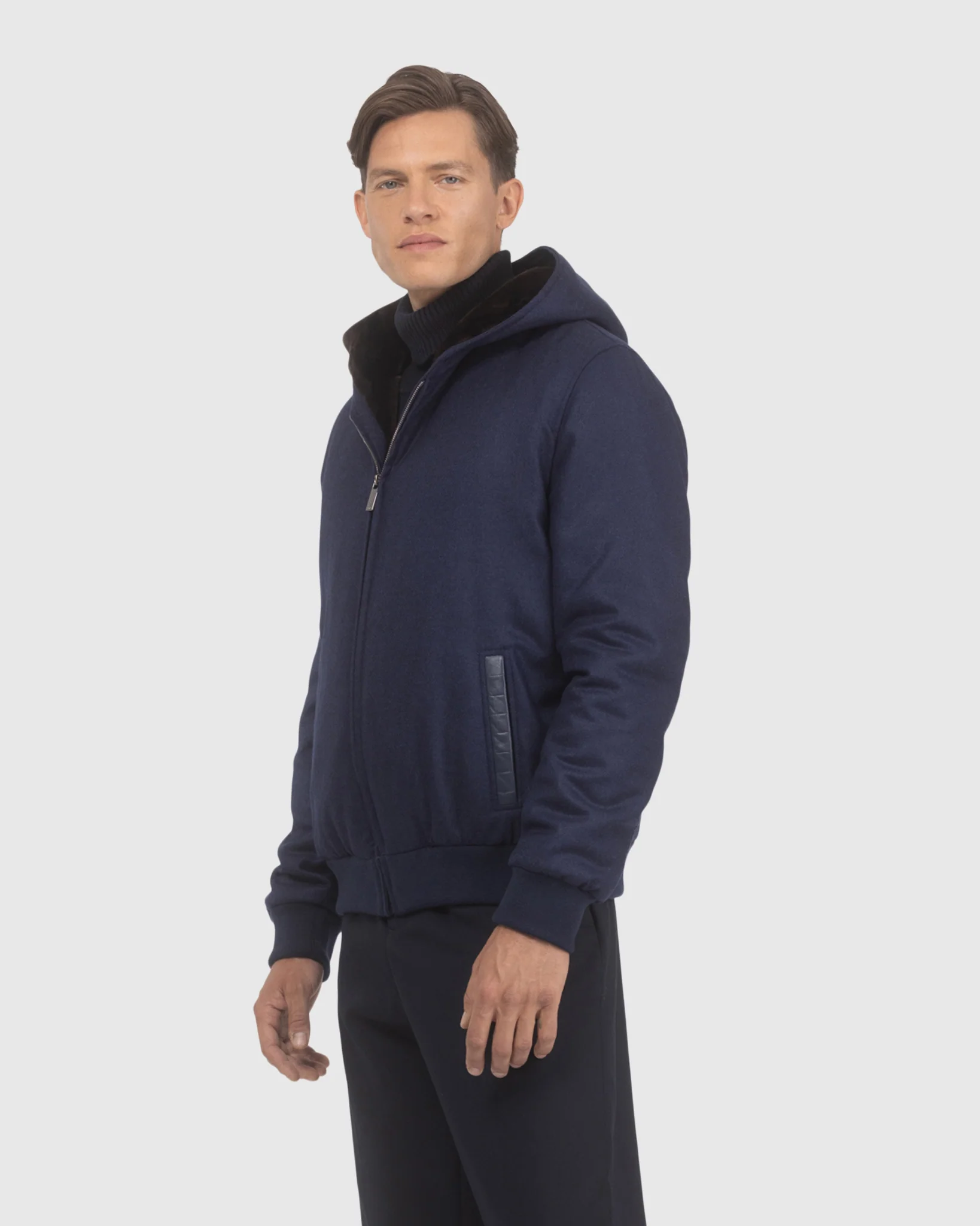 MENS LORO PIANA WOOL AND CASHMERE JACKET WITH SELECT SHEARLING LAMB LINING - Image 7