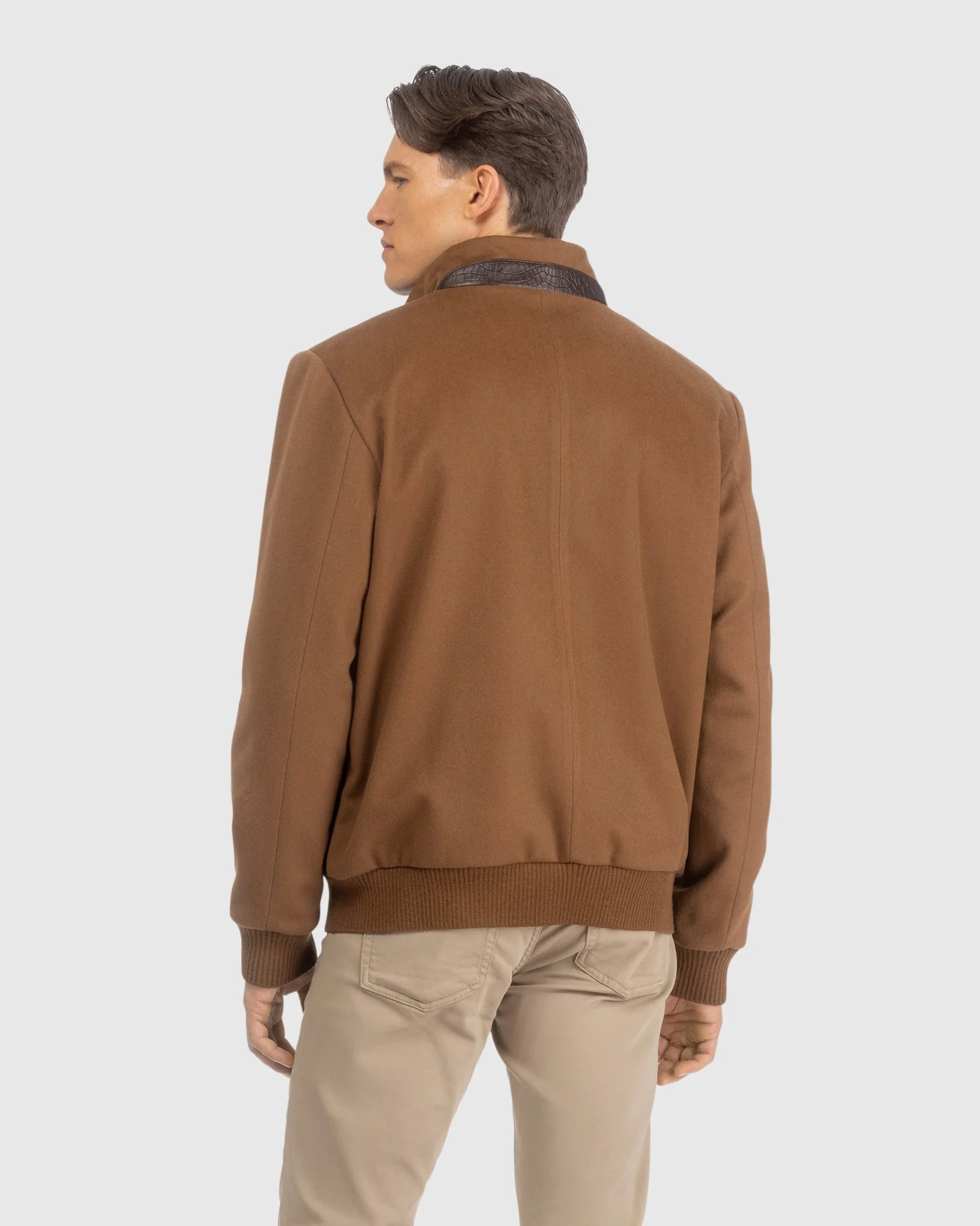 MENS LORO PIANA WOOL JACKET WITH CROCO EMBOSSED NAPPA LEATHER FRONT - Image 10