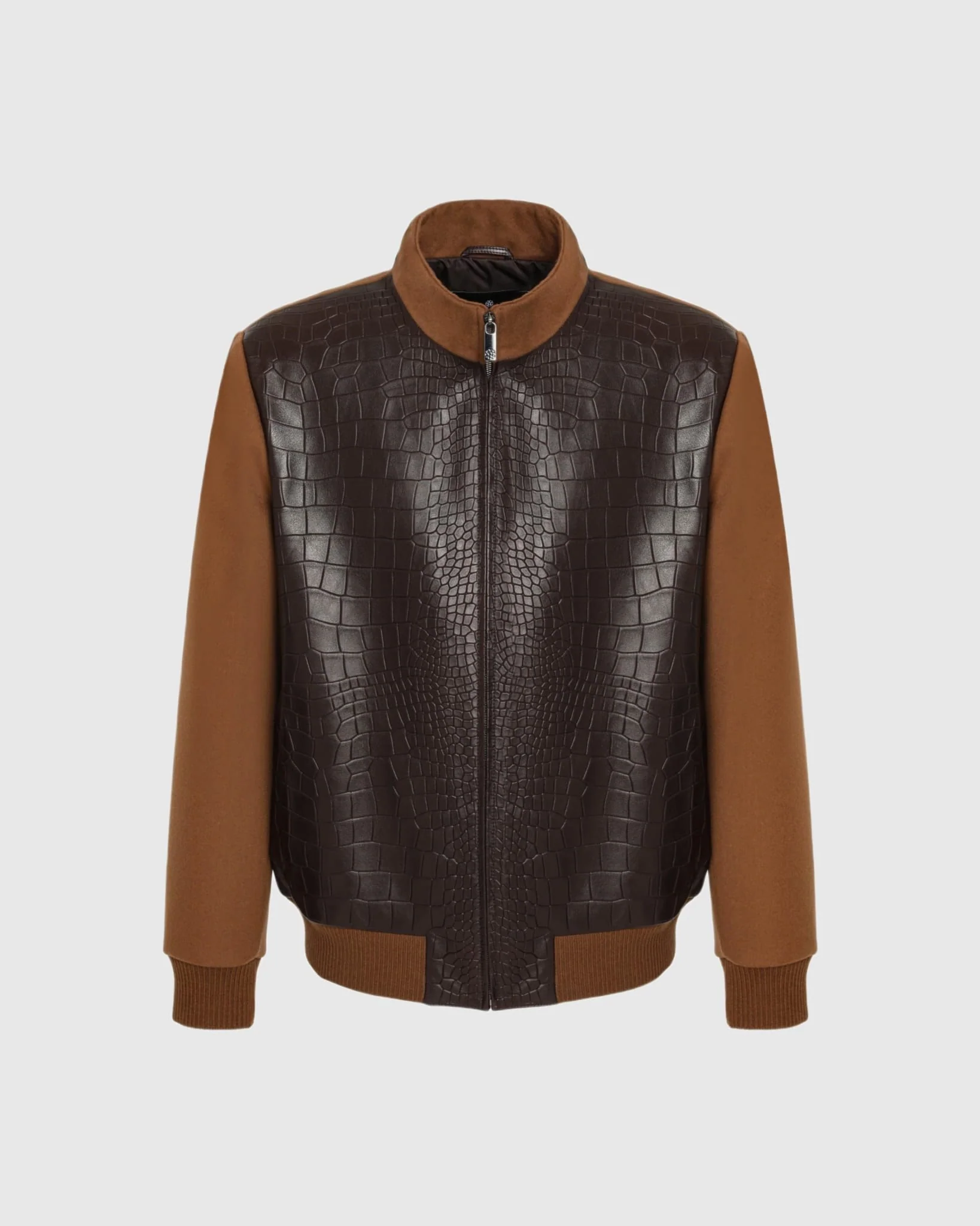 MENS LORO PIANA WOOL JACKET WITH CROCO EMBOSSED NAPPA LEATHER FRONT - Image 13