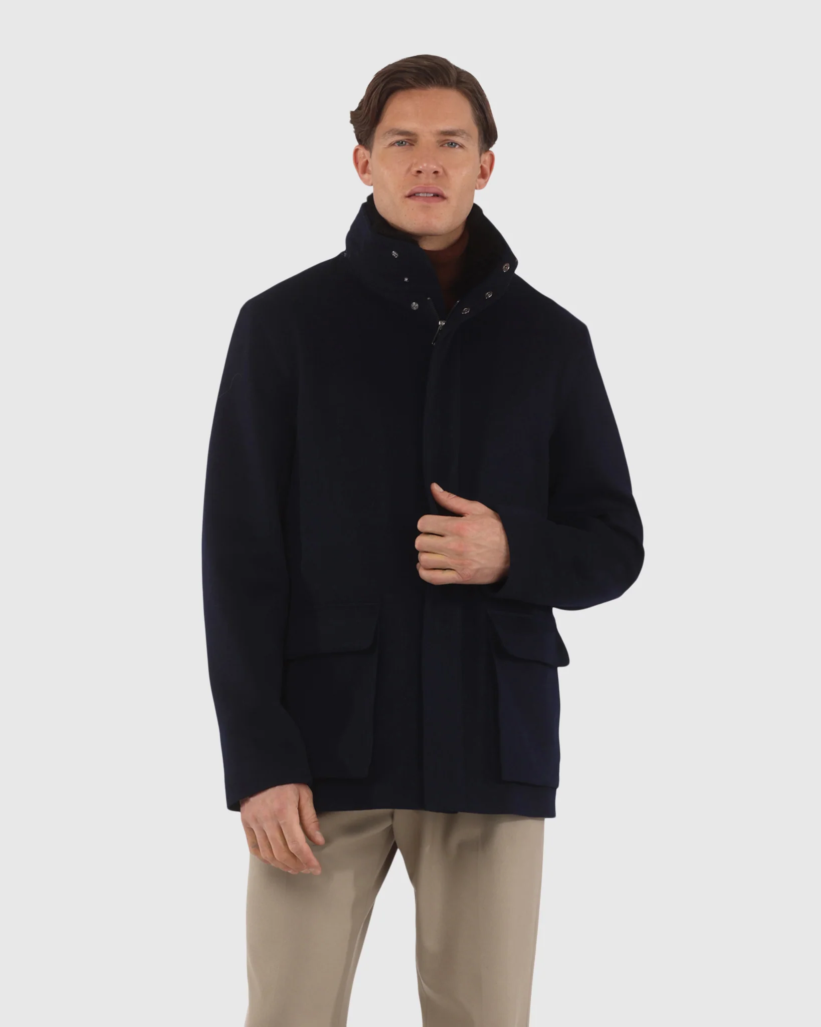 MENS LORO PIANA WOOL JACKET WITH DETACHABLE SELECT SHEARLING LAMB COLLAR - Image 11