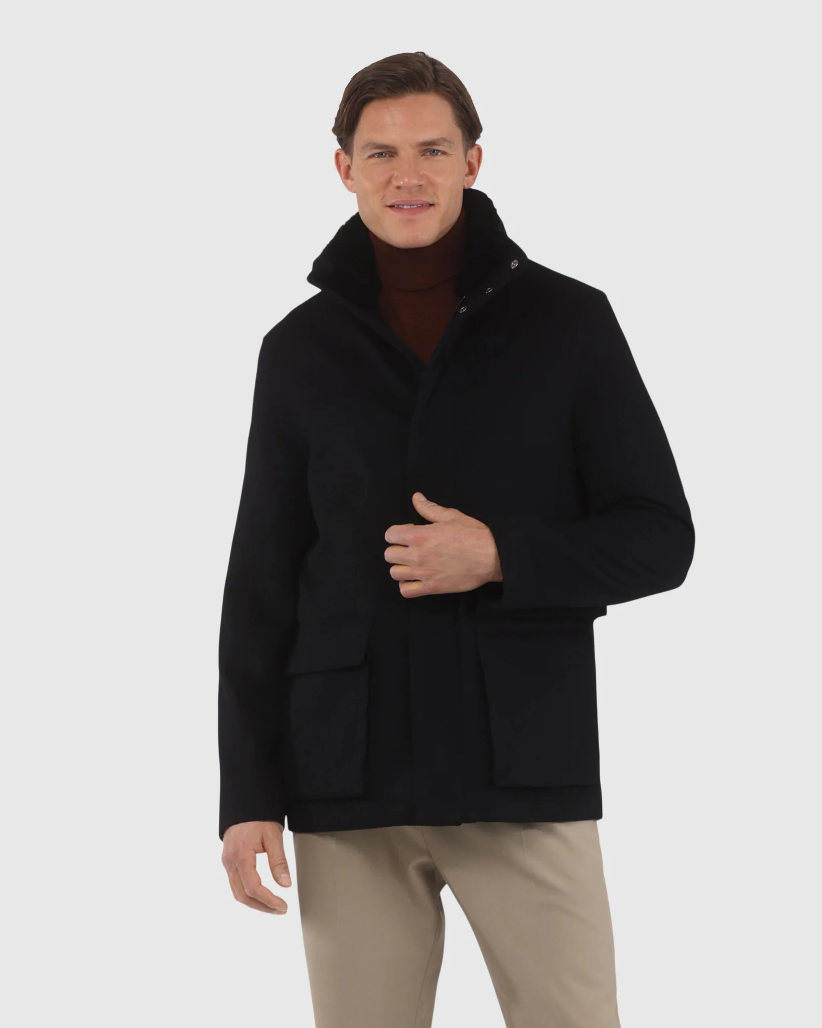 MENS LORO PIANA WOOL JACKET WITH DETACHABLE SELECT SHEARLING LAMB COLLAR - Image 14