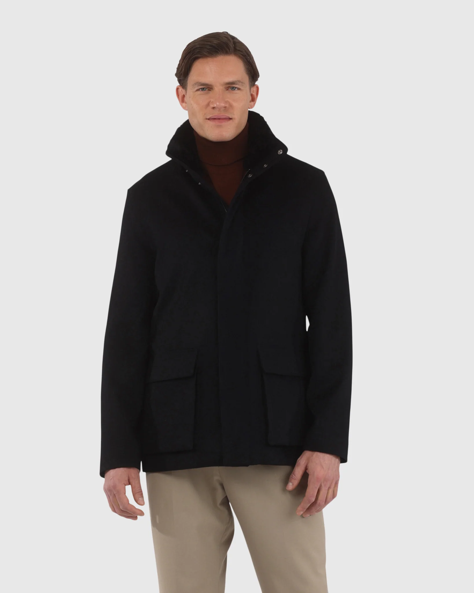 MENS LORO PIANA WOOL JACKET WITH DETACHABLE SELECT SHEARLING LAMB COLLAR - Image 15