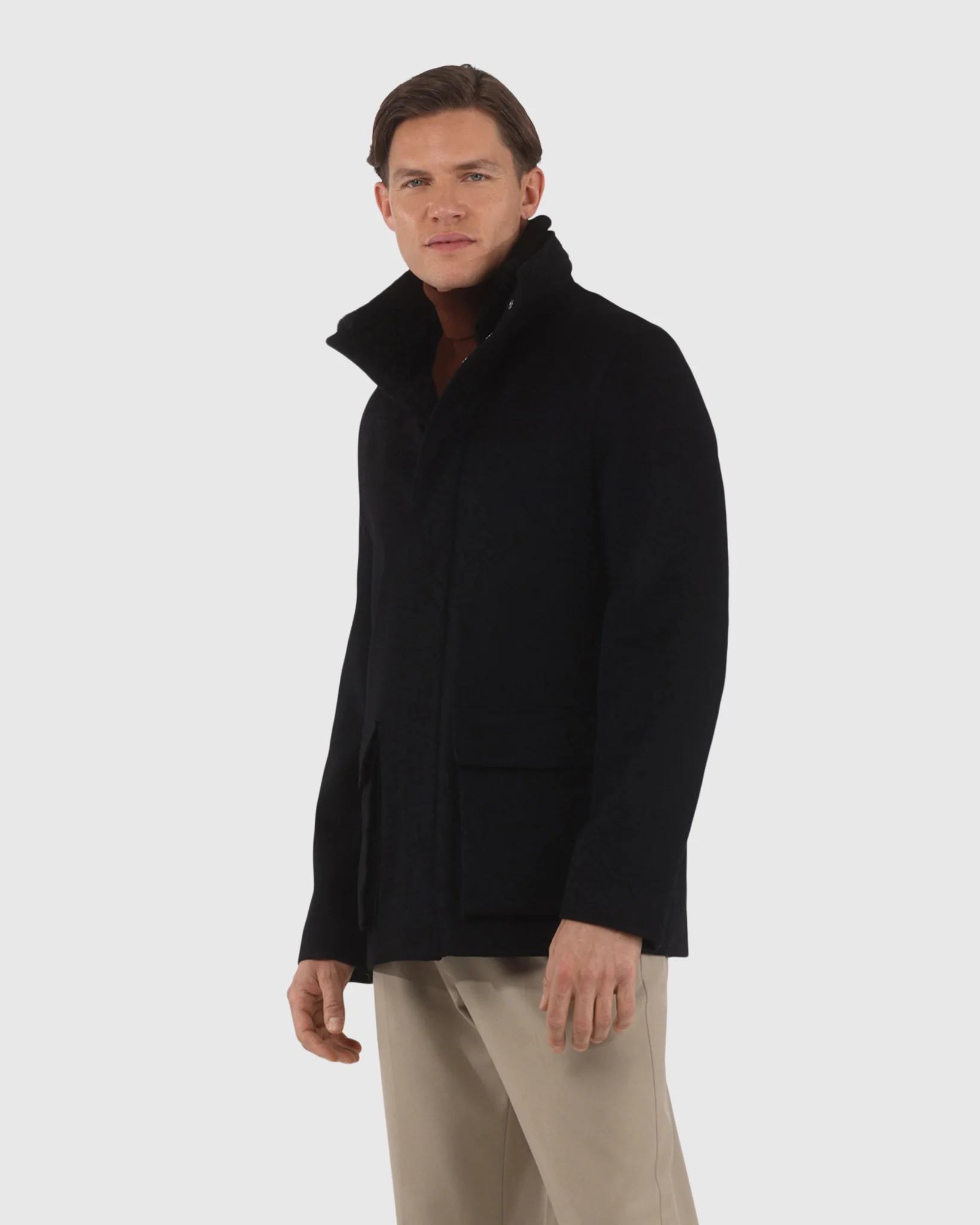 MENS LORO PIANA WOOL JACKET WITH DETACHABLE SELECT SHEARLING LAMB COLLAR - Image 16