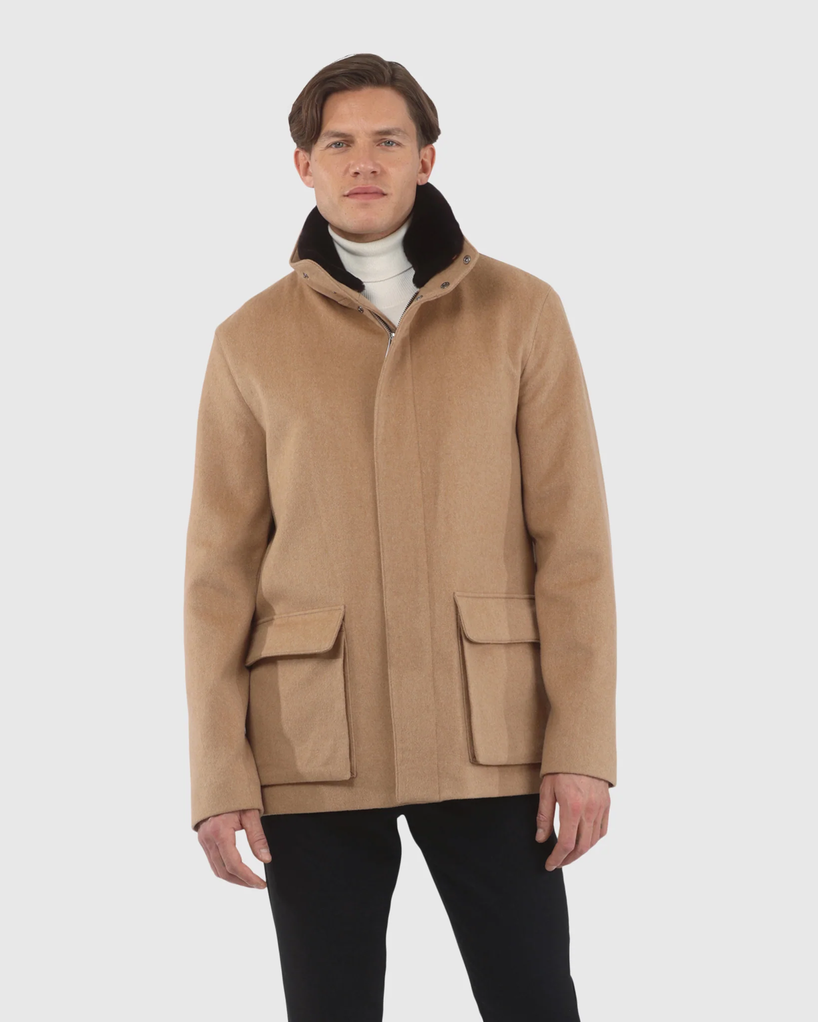 MENS LORO PIANA WOOL JACKET WITH DETACHABLE SELECT SHEARLING LAMB COLLAR - Image 8
