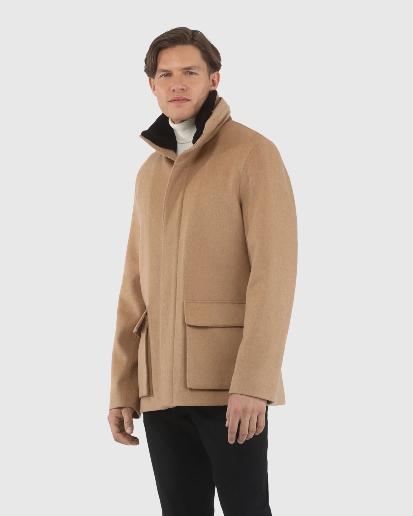 MENS LORO PIANA WOOL JACKET WITH DETACHABLE SELECT SHEARLING LAMB COLLAR - Image 9