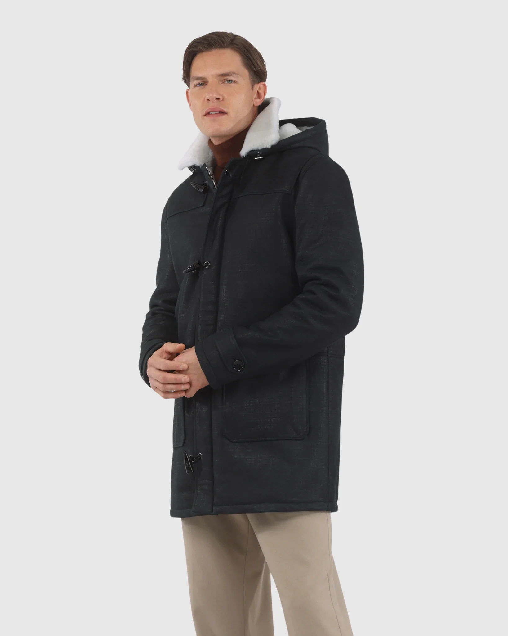 Men's Merino Shearling Lamb Jacket, Hood - Image 10