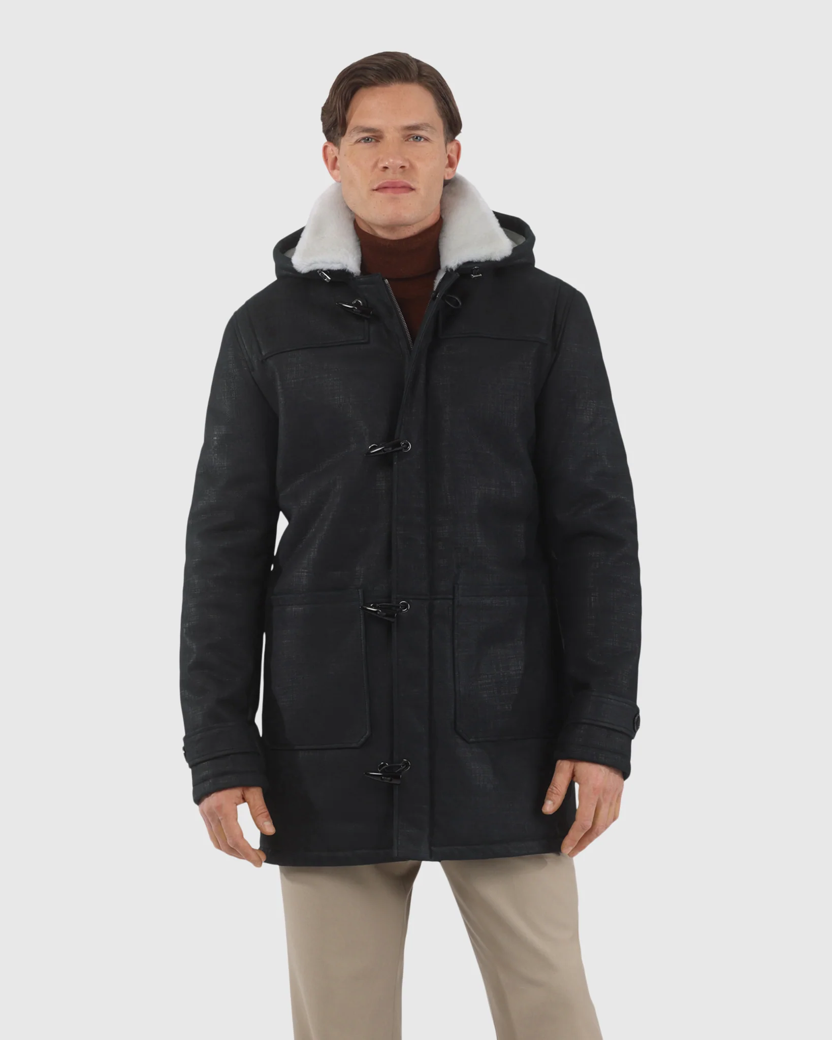 Men's Merino Shearling Lamb Jacket, Hood - Image 12