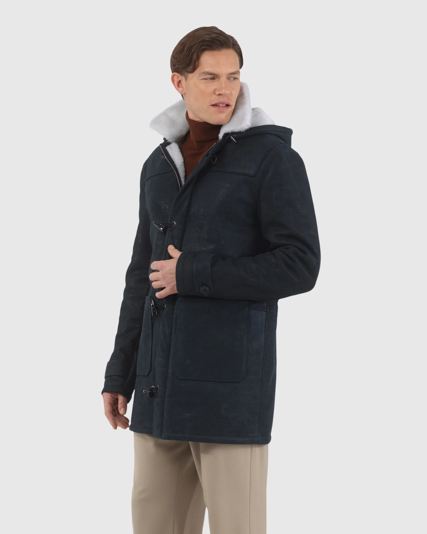 Men's Merino Shearling Lamb Jacket, Hood - Image 13