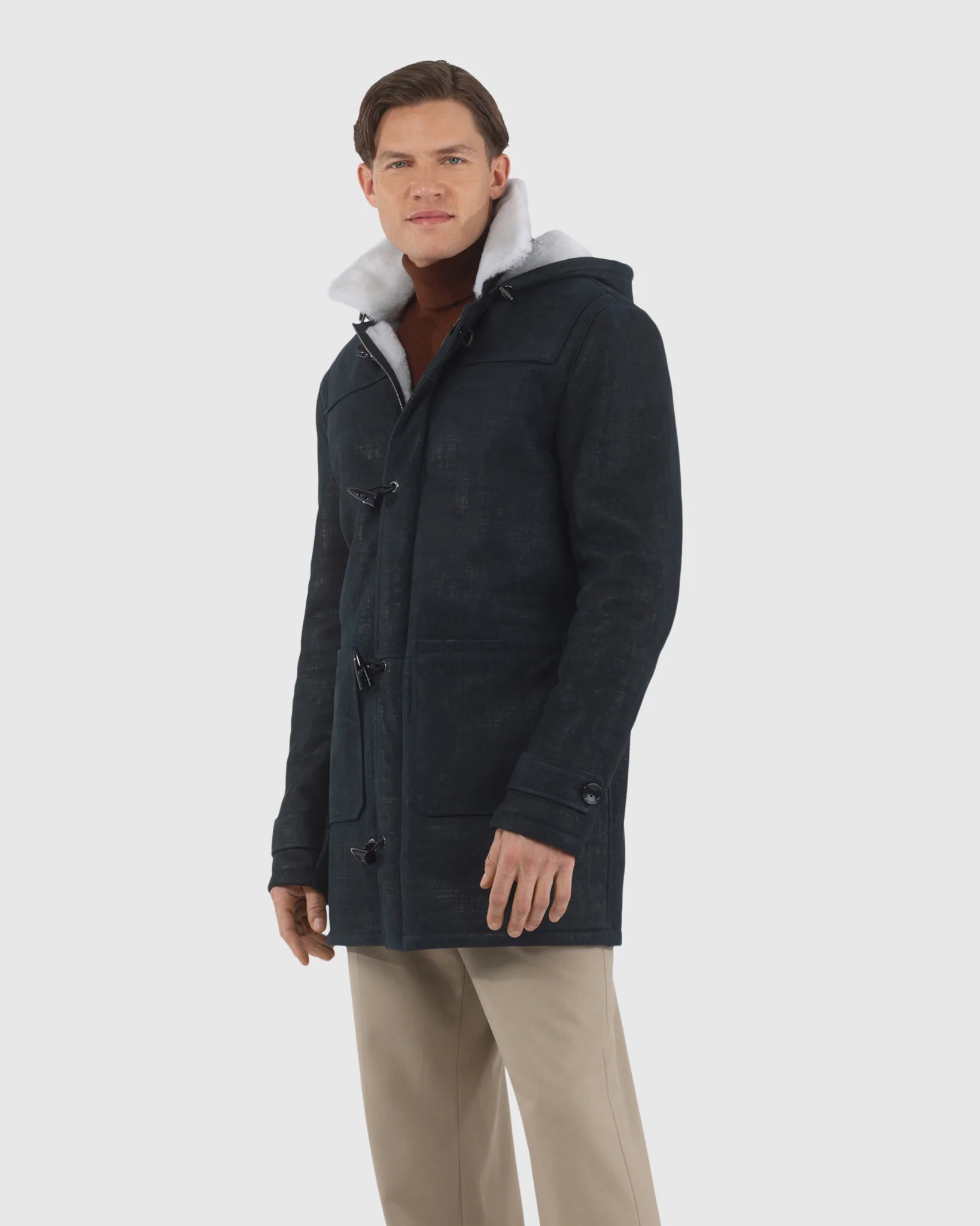 Men's Merino Shearling Lamb Jacket, Hood - Image 14