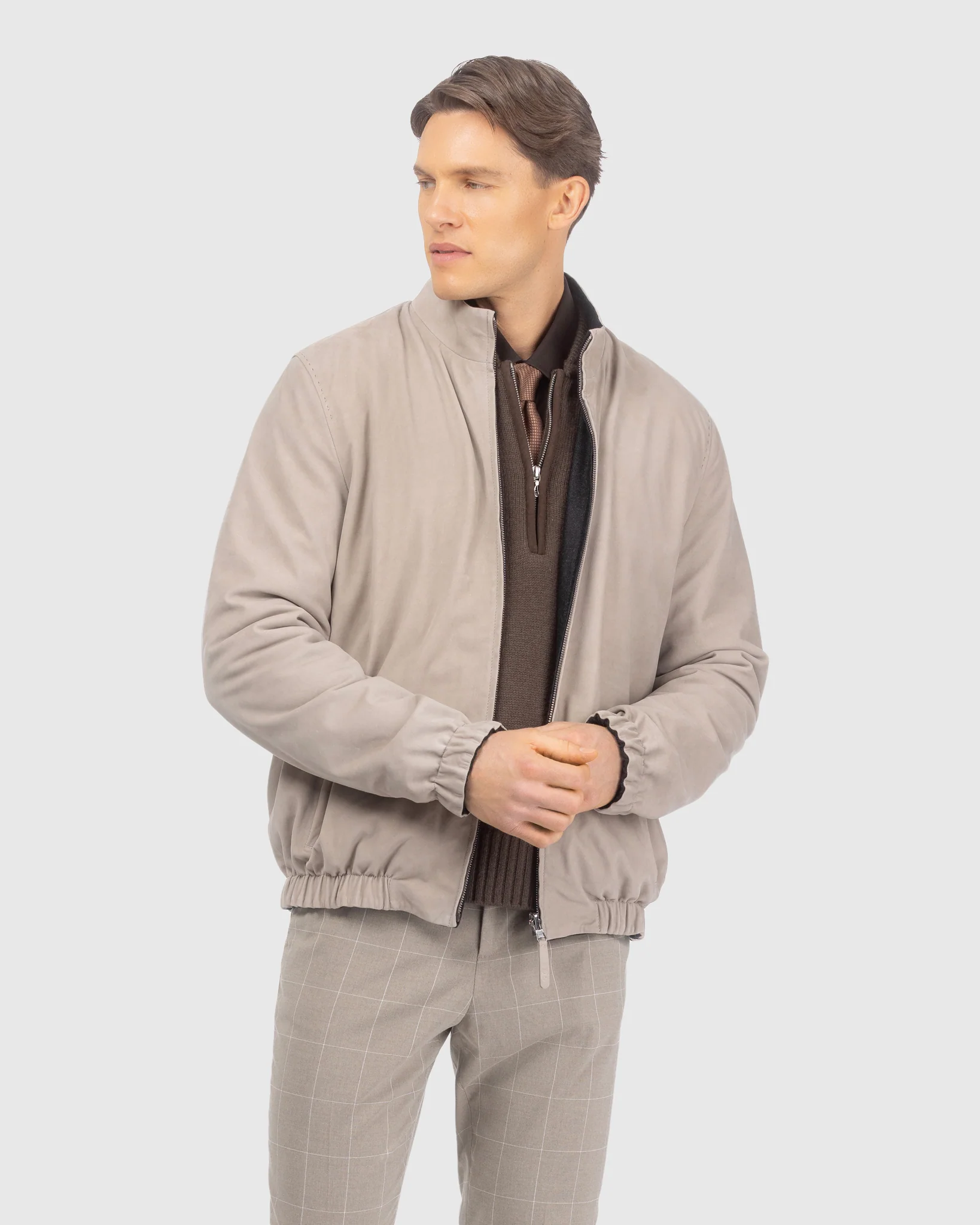 Men's Nubuck Jacket Reversible To Loro Piana Cashmere and Wool - Image 16
