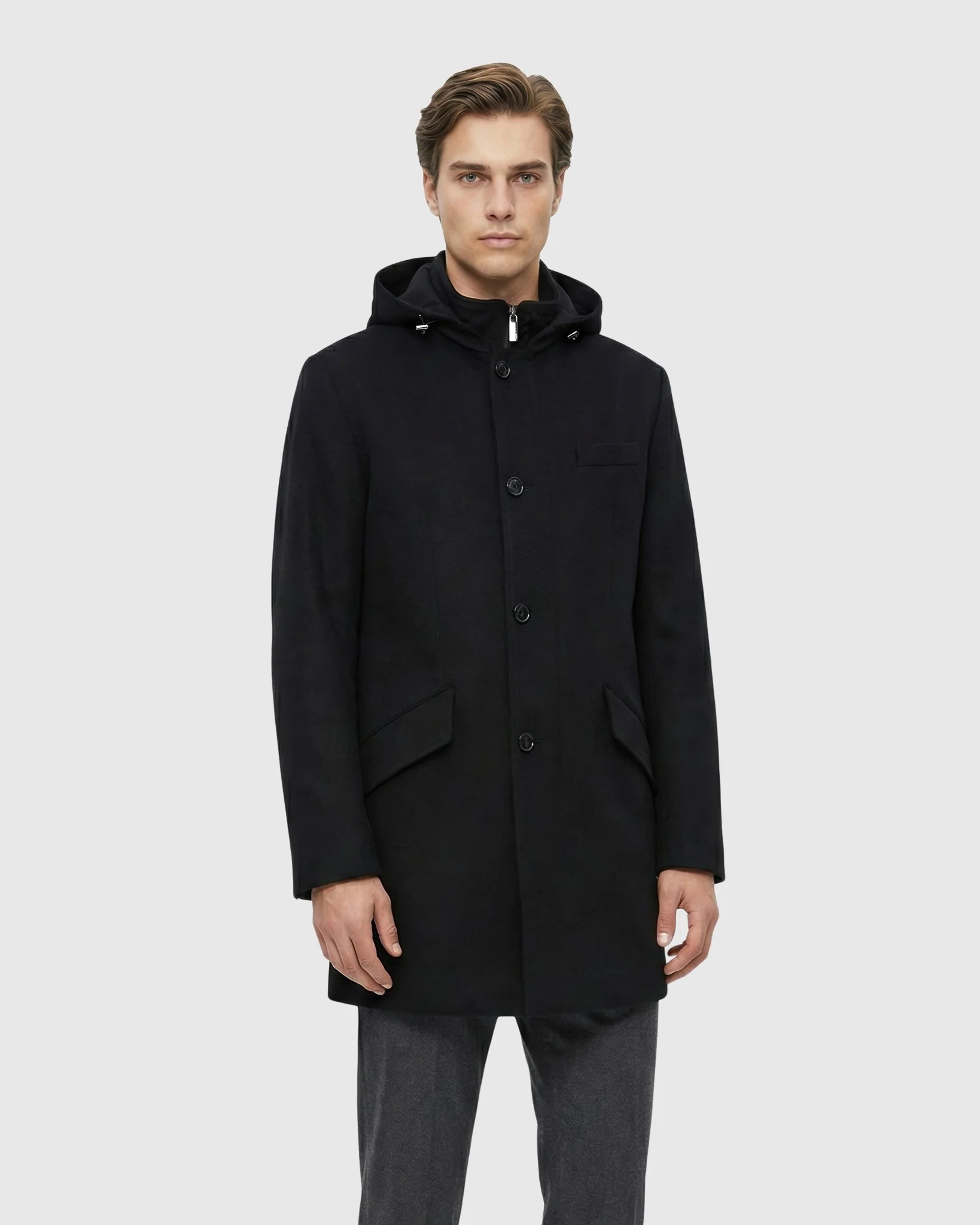 MEN`S PARKA CRAFTED FROM LORO PIANA WOOL, SELECT NUBUCK CROCO EMBOSSED DICKEY - Image 3
