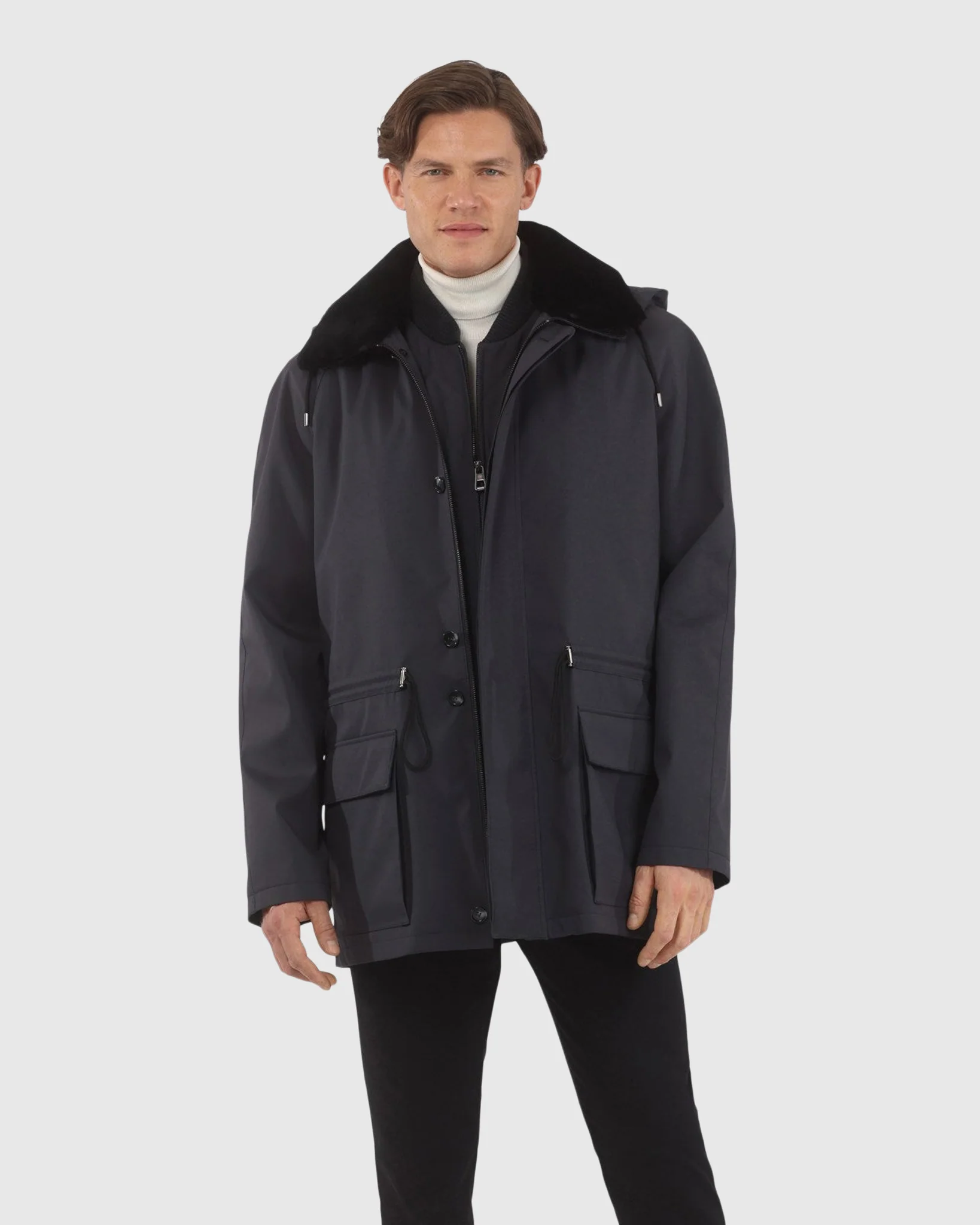 MENS PARKA WITH DETACHABLE SELECT SHEARLING LAMB COLLAR AND DETACHABLE VEST (2 PCS) - Image 7