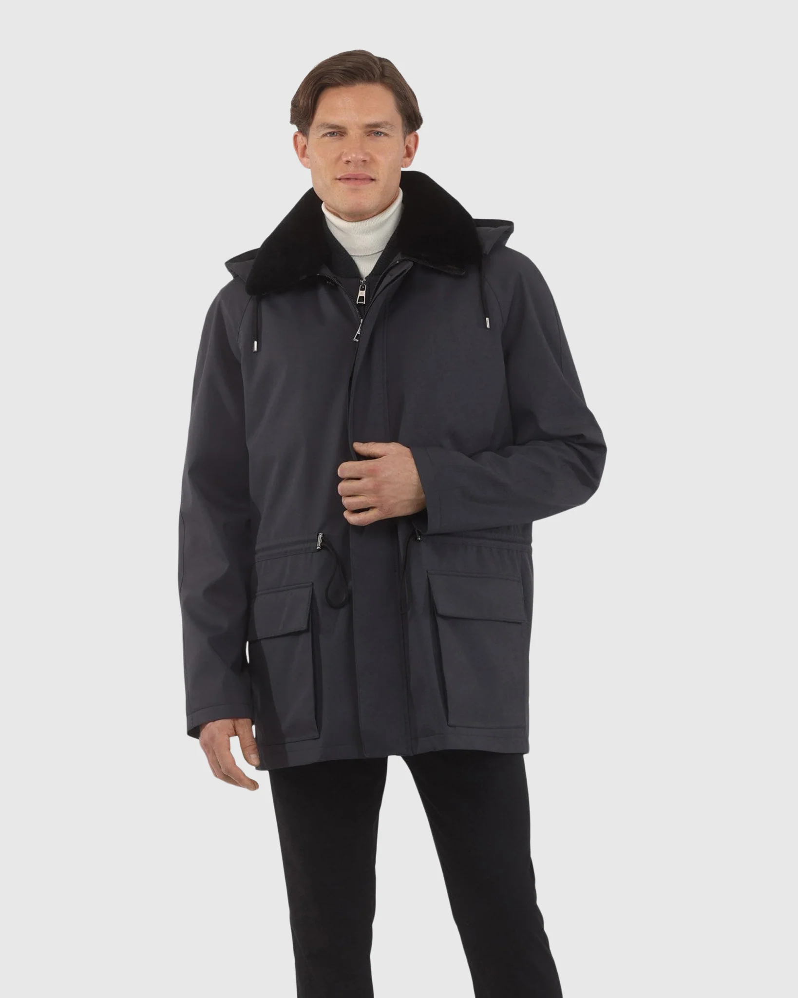 MENS PARKA WITH DETACHABLE SELECT SHEARLING LAMB COLLAR AND DETACHABLE VEST (2 PCS) - Image 8