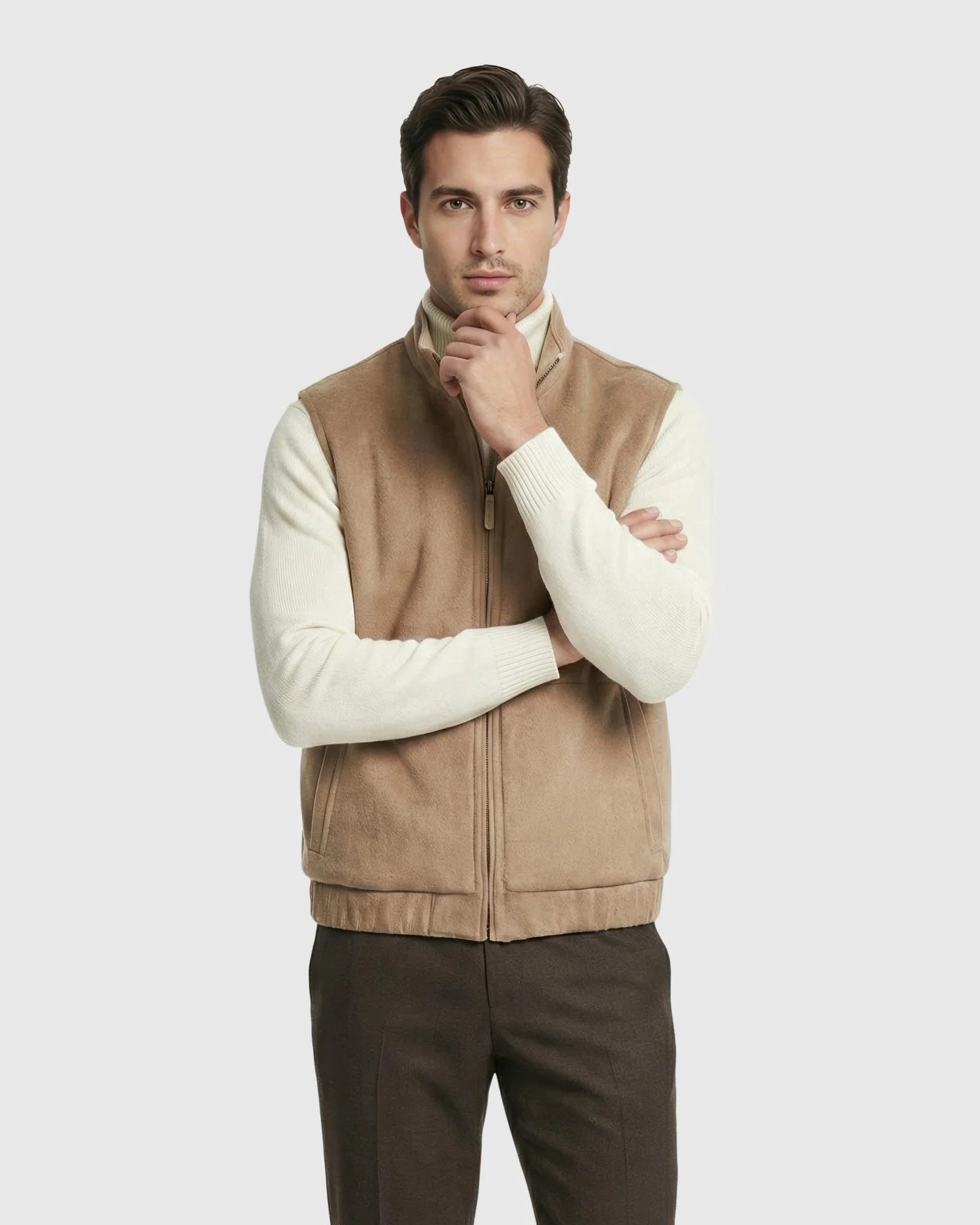 Men'S Cashmere & Wool Vest, Reversible - Image 10