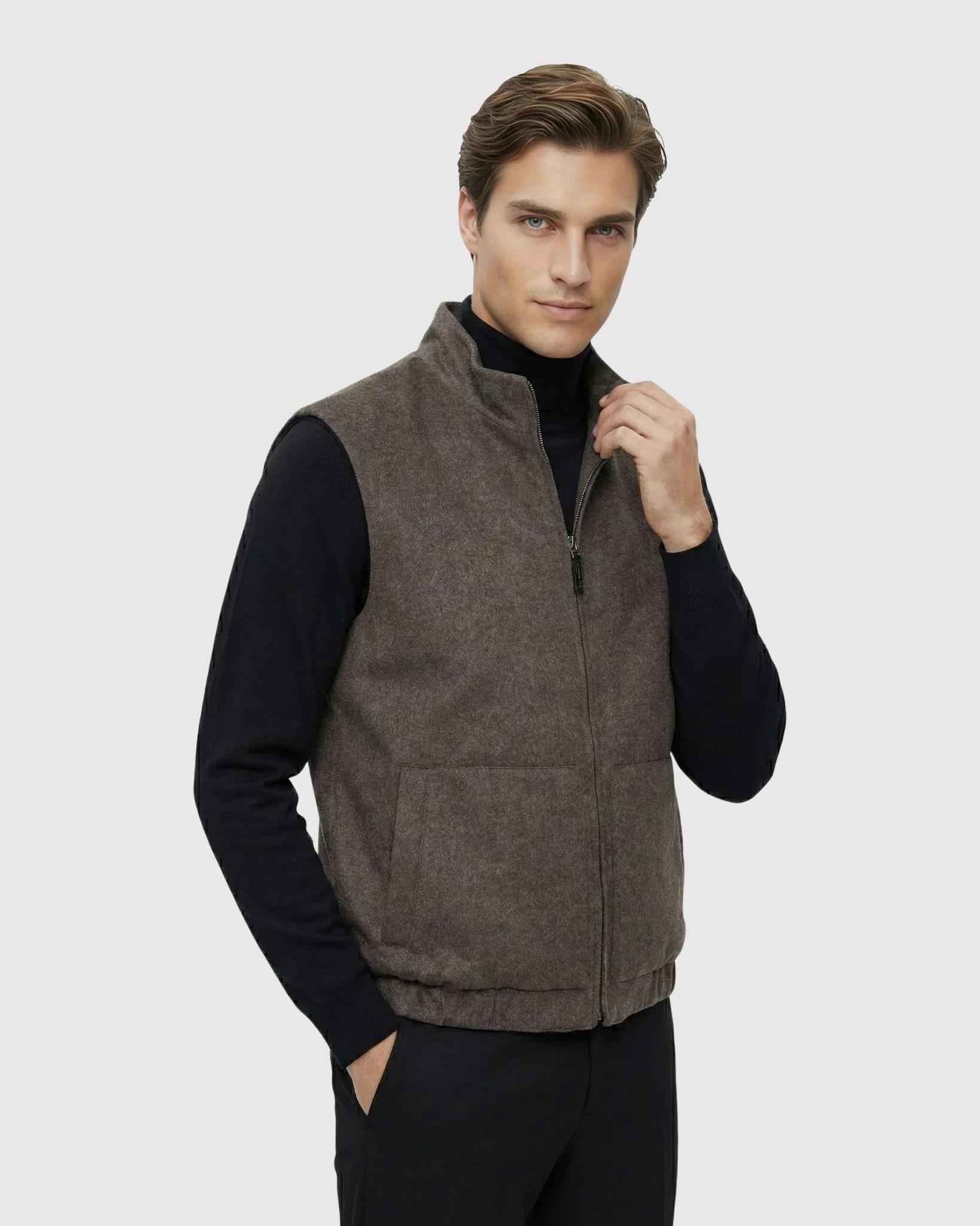 Men'S Cashmere & Wool Vest, Reversible - Image 17