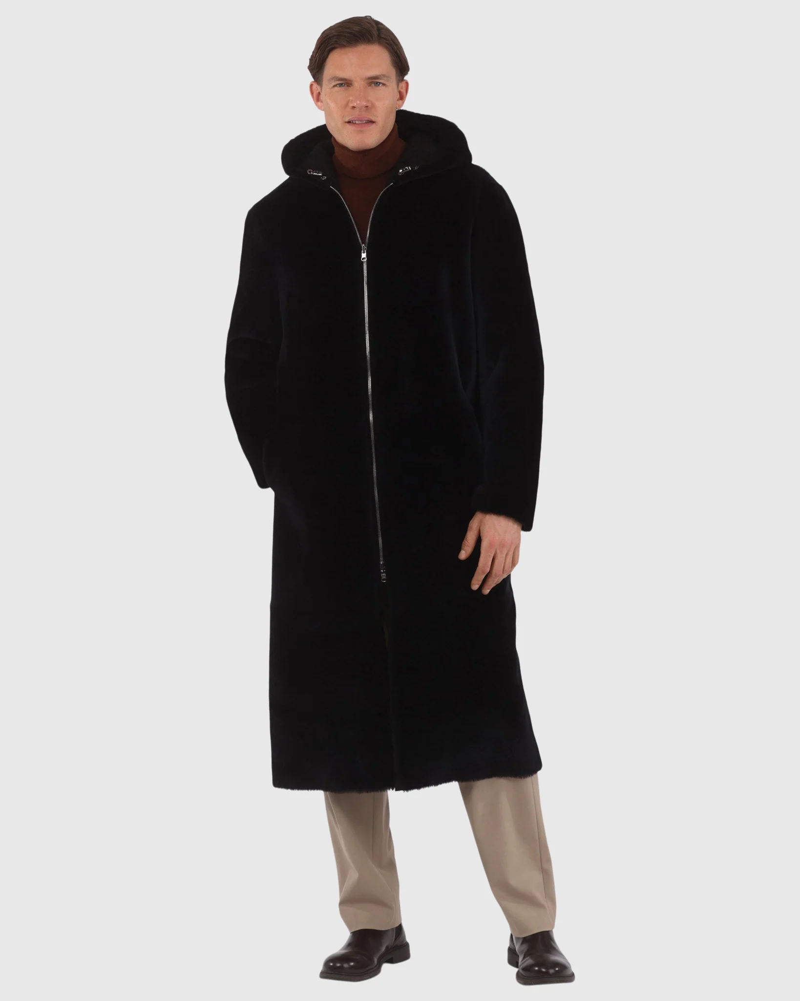 MENS REVERSIBLE MERINO SHEARLING LAMB PARKA - Image 3