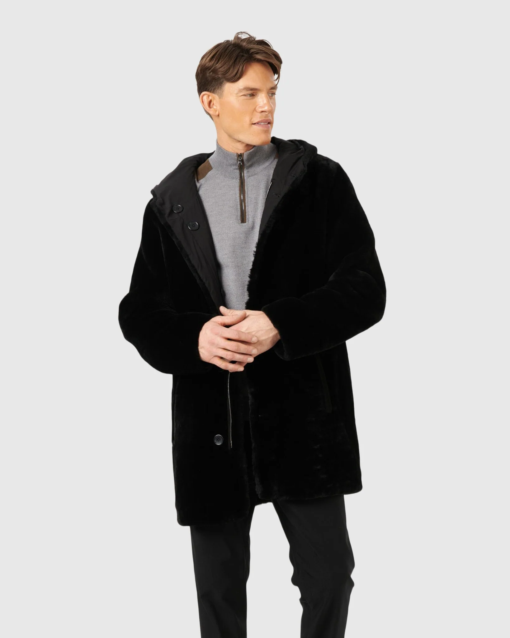 MENS SHEARLING LAMB PARKA REVERSIBLE TO TAFFETA - Image 5
