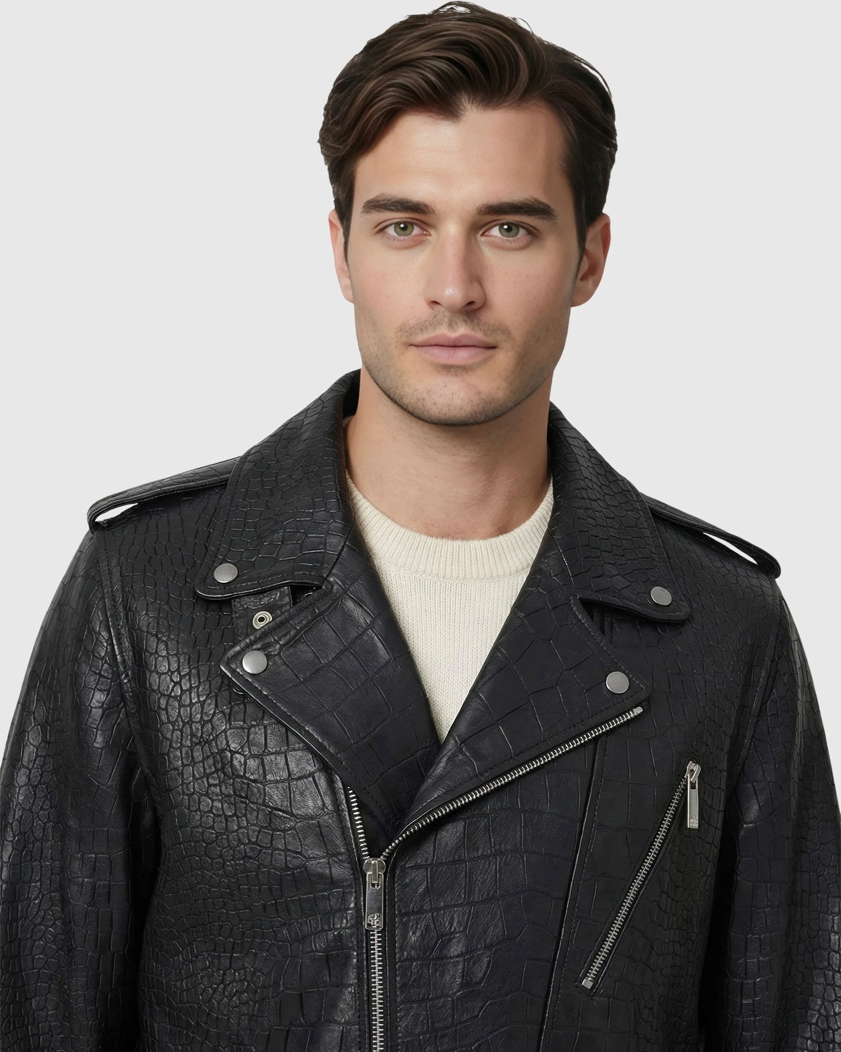 MEN'S SELECT NAPPA LEATHER CROCO EMBOSSED JACKET - Image 10
