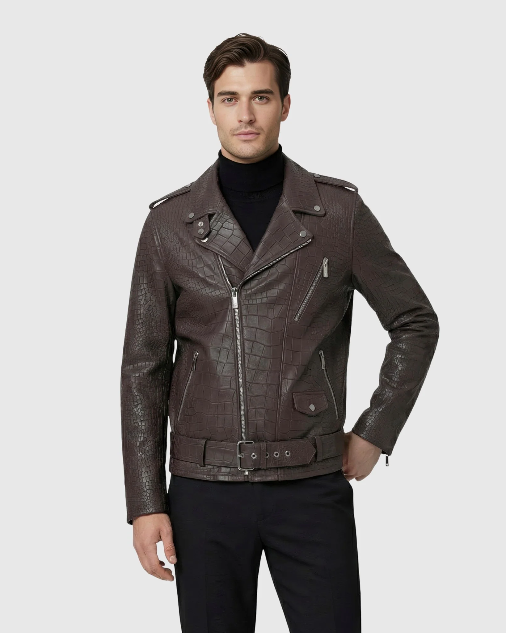 MEN'S SELECT NAPPA LEATHER CROCO EMBOSSED JACKET - Image 4