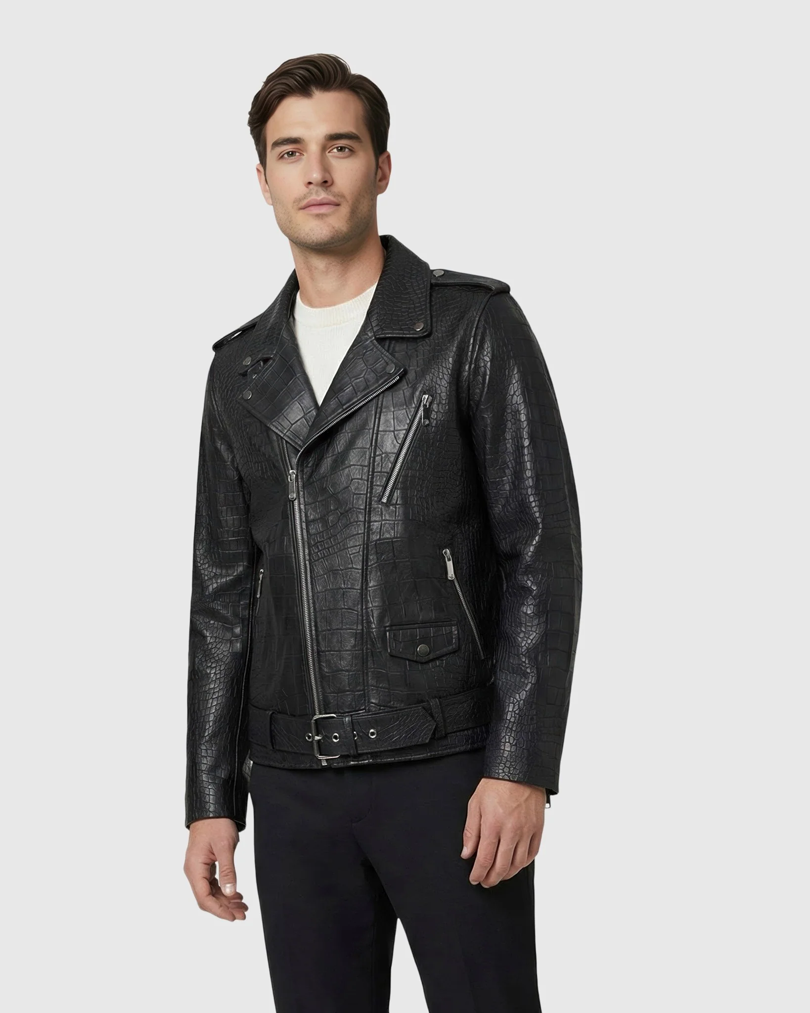 MEN'S SELECT NAPPA LEATHER CROCO EMBOSSED JACKET - Image 6