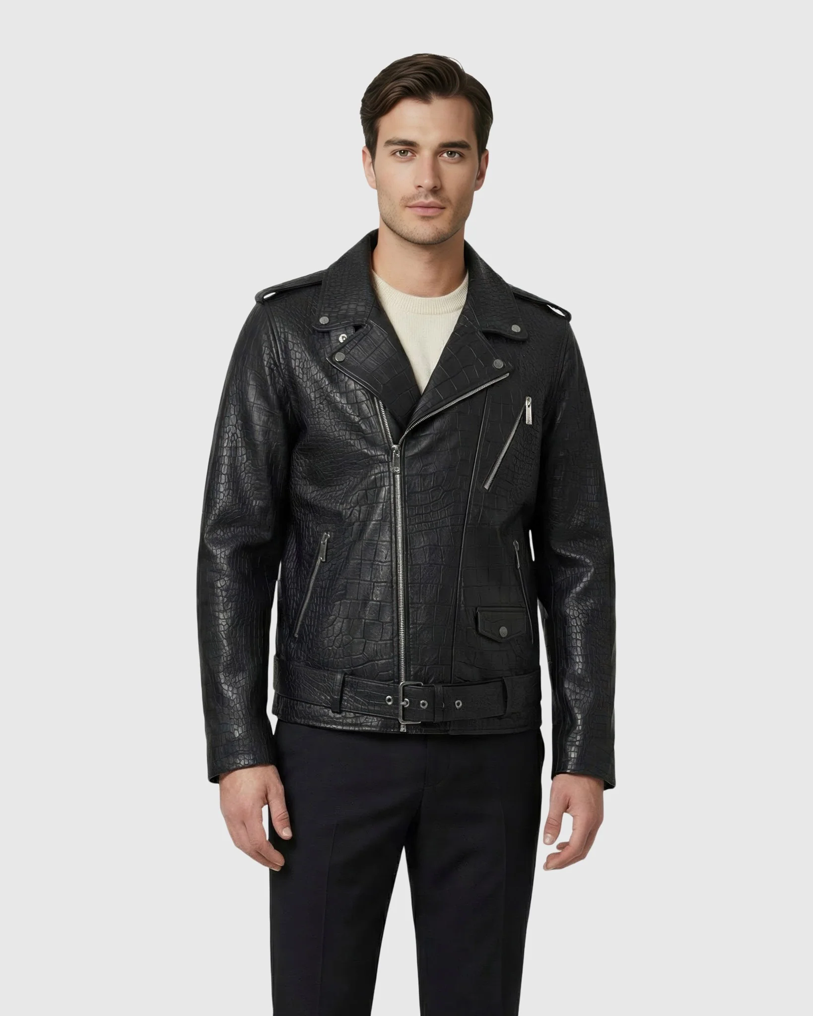 MEN'S SELECT NAPPA LEATHER CROCO EMBOSSED JACKET - Image 7