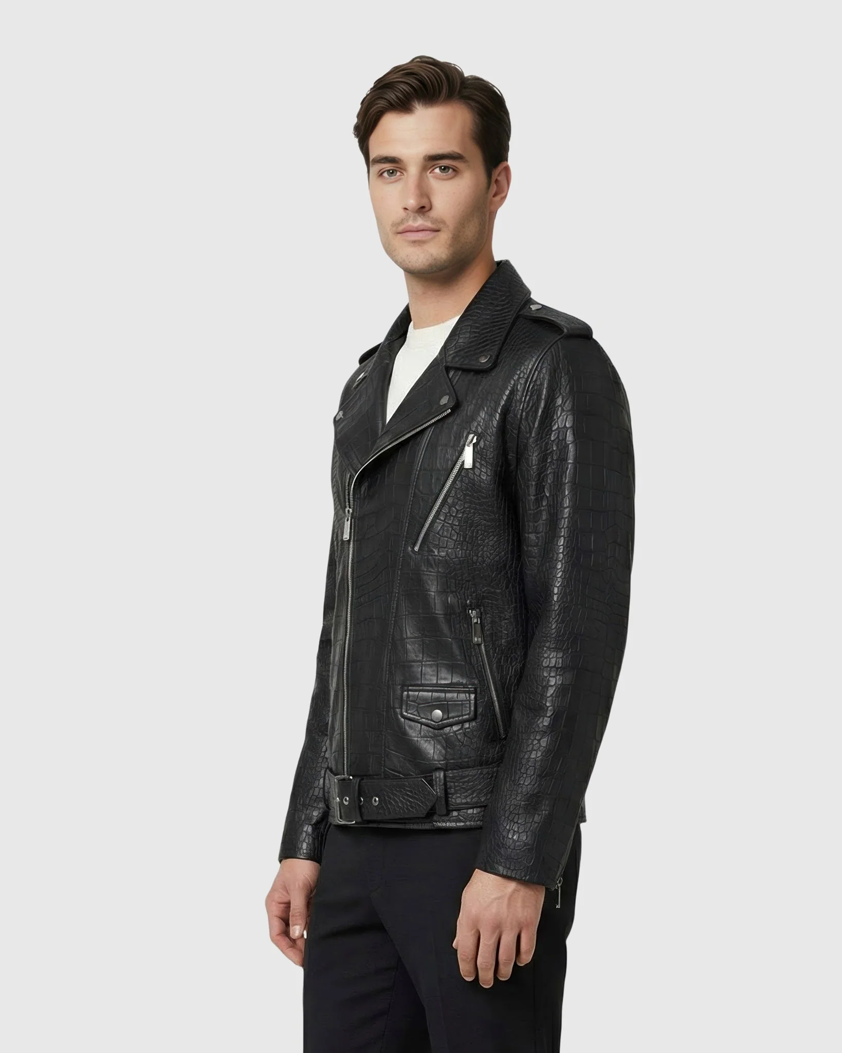 MEN'S SELECT NAPPA LEATHER CROCO EMBOSSED JACKET - Image 8