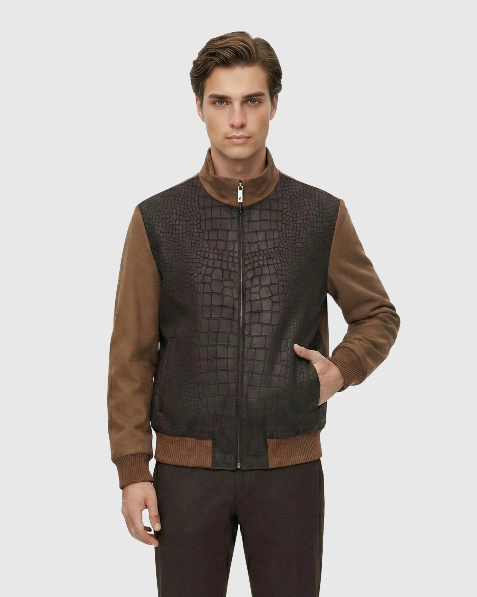MEN'S SELECT NUBUCK CROCO EMBOSSED JACKET CRAFTED FROM LORO PIANA WOOL - Image 10